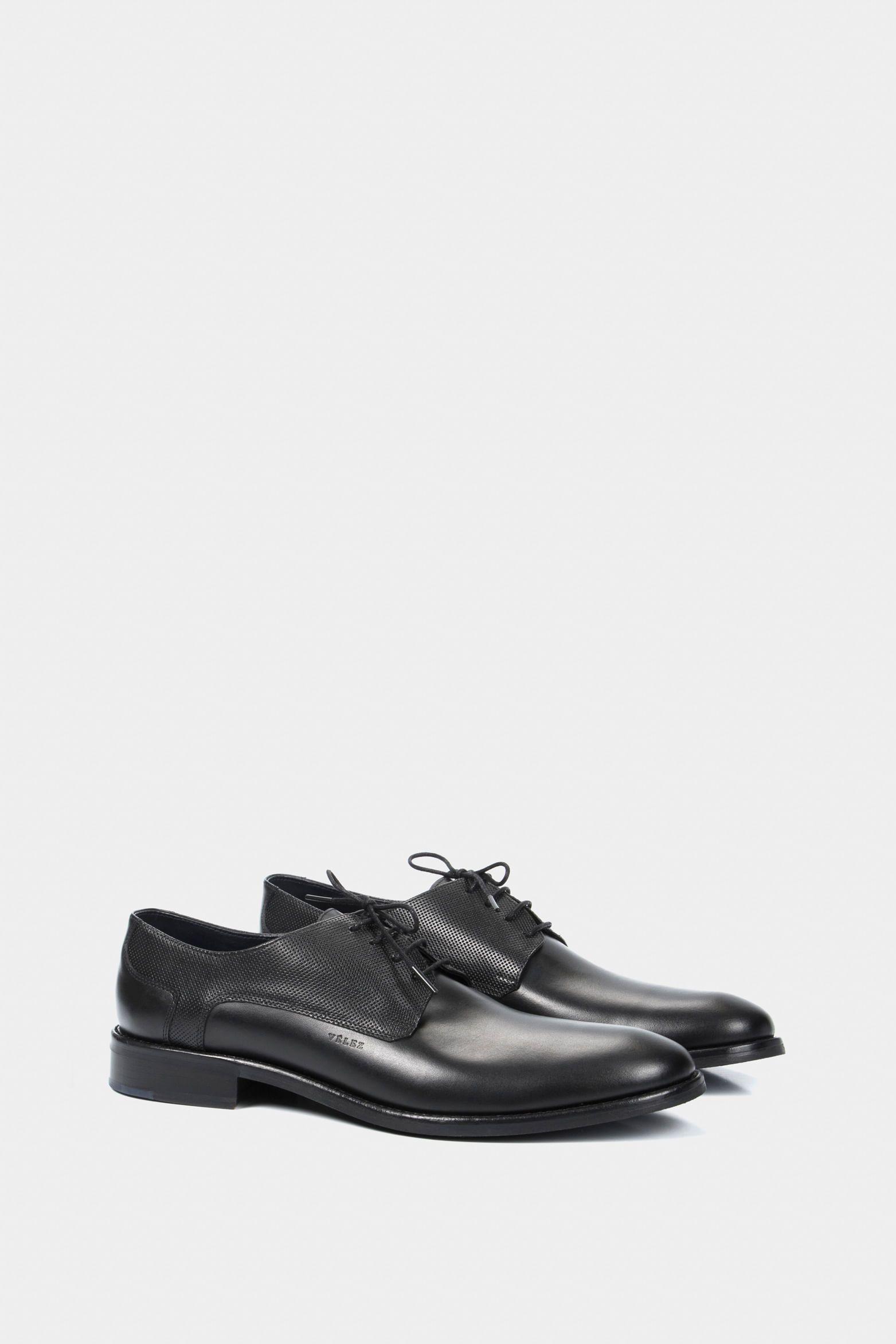 Zapatos cordón formal Humanista de cuero para hombre liso  negro-1
