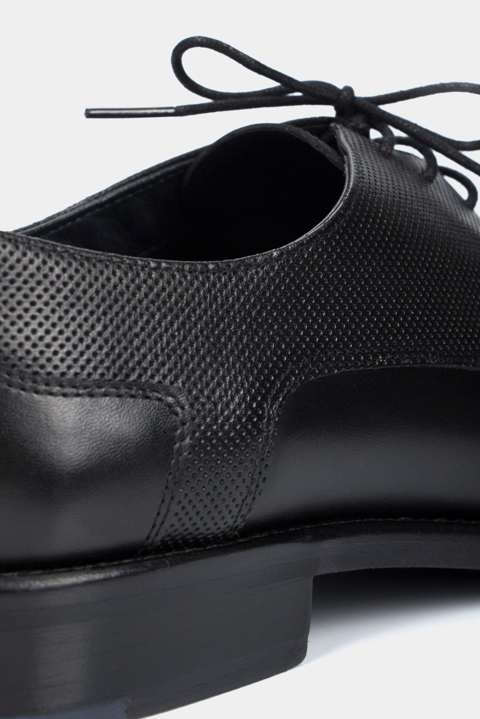 Zapatos cordón formal Humanista de cuero para hombre liso  negro-4