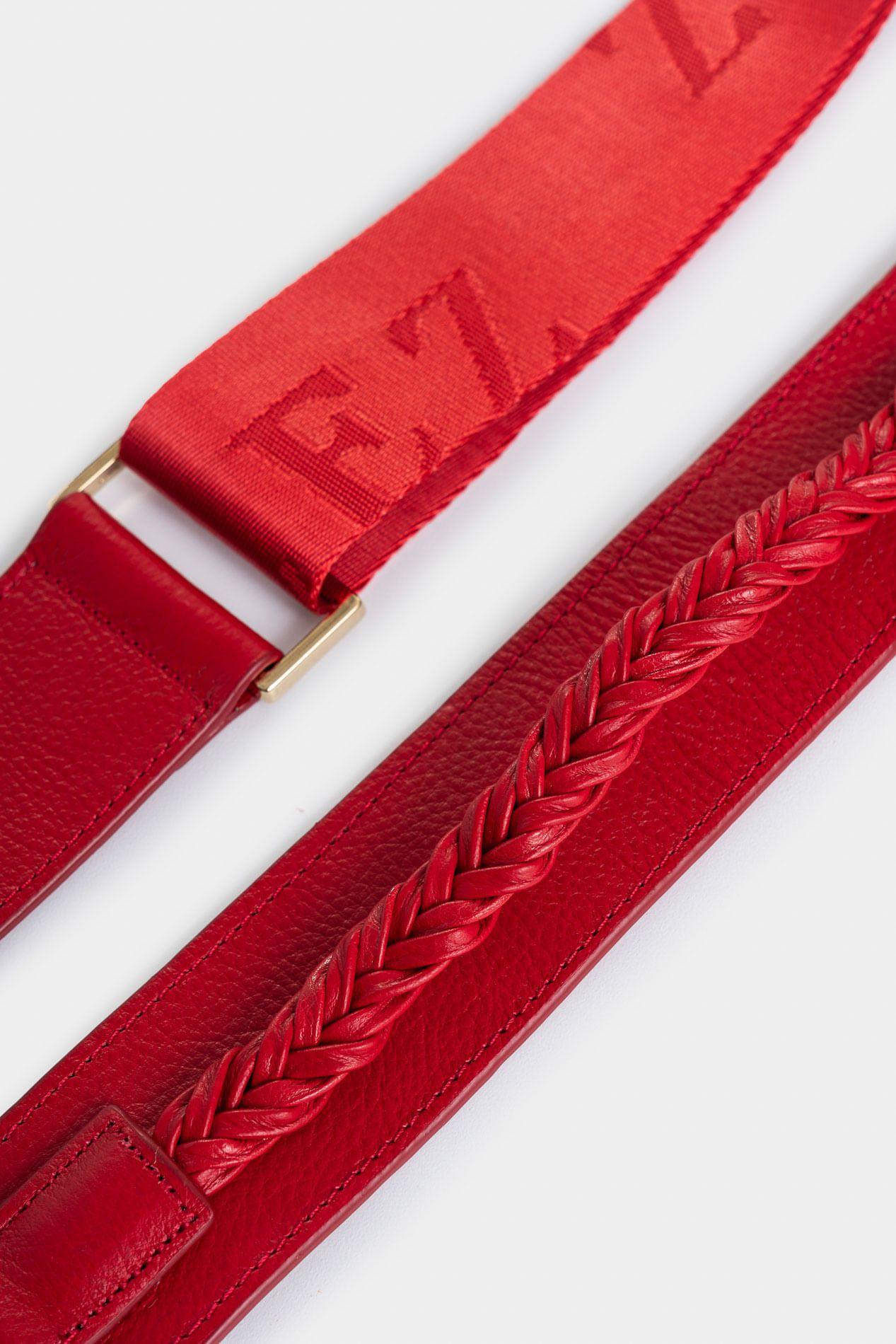 Vélez Cargadera Lirio De Cuero  Mujer Detalle Tejido Rojo-3