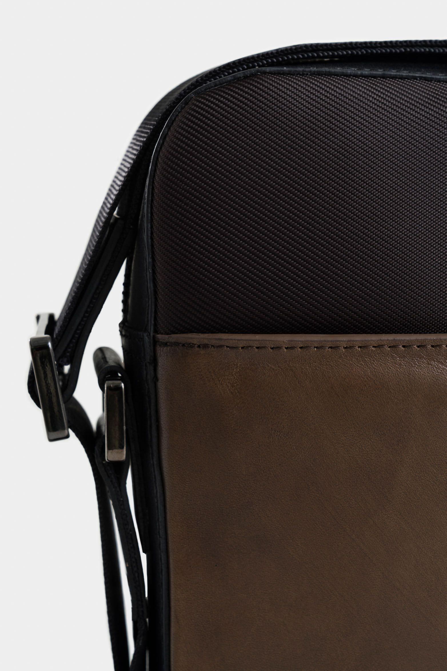 Manos libres doble faz ginebra 3 de cuero para hombre bolsillo frontal combinado-3