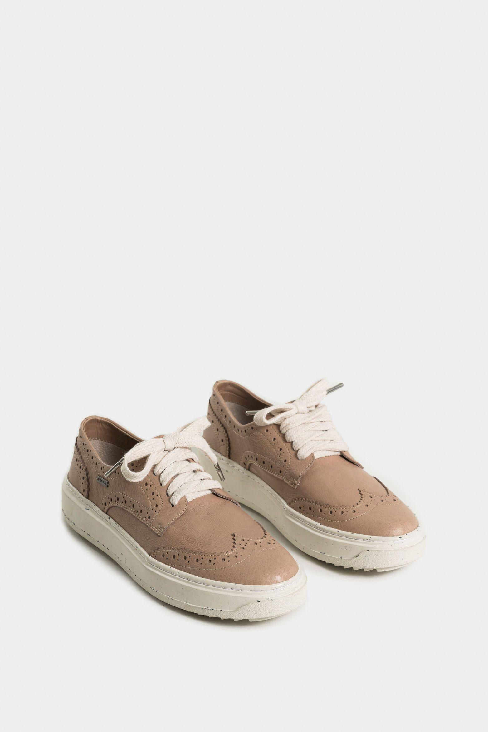 Vélez Zapatos Cordón Geranio Cuero Liso Mujer Deportiva Arena-1