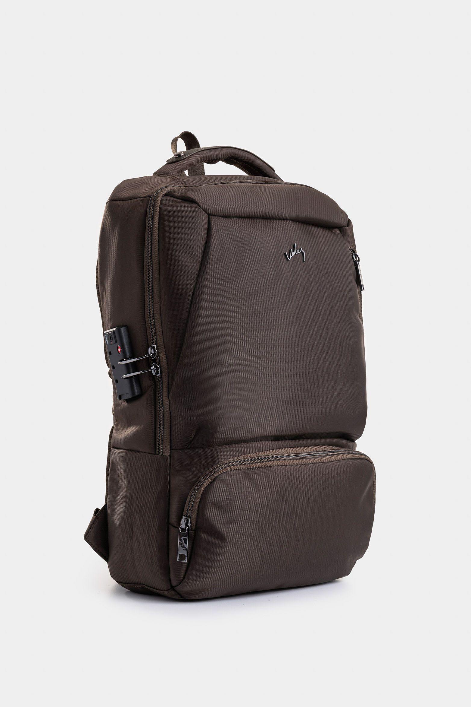 Tula morral Nolan de lona y cuero para hombre estilo utilitario café-1