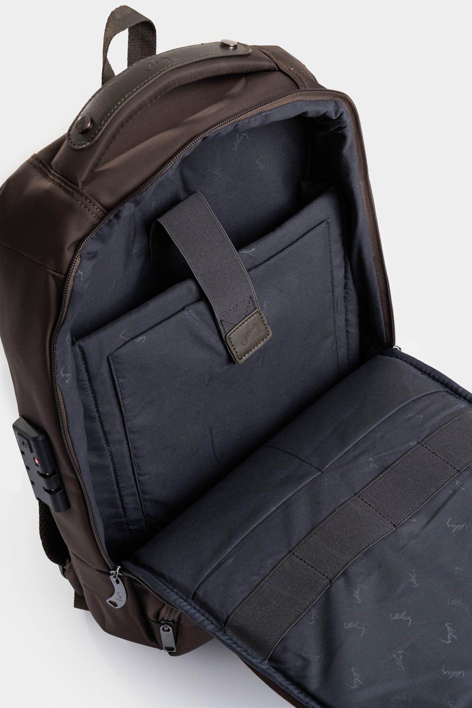 Tula morral Nolan de lona y cuero para hombre estilo utilitario café-4