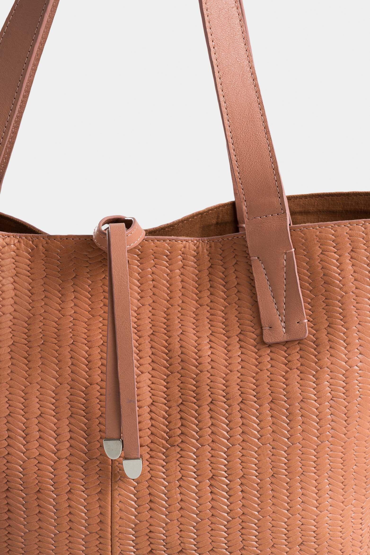 Shopping luca doble faz de cuero para mujer contraste Rosado-4