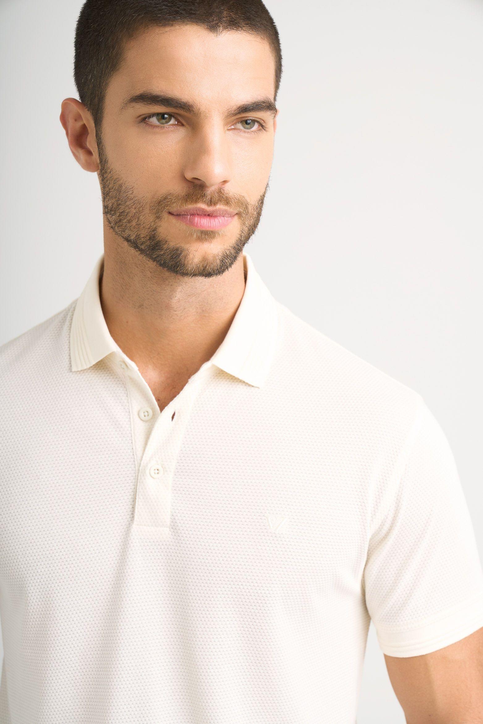 Polo Lucca manga corta para hombre texturizada crema-2