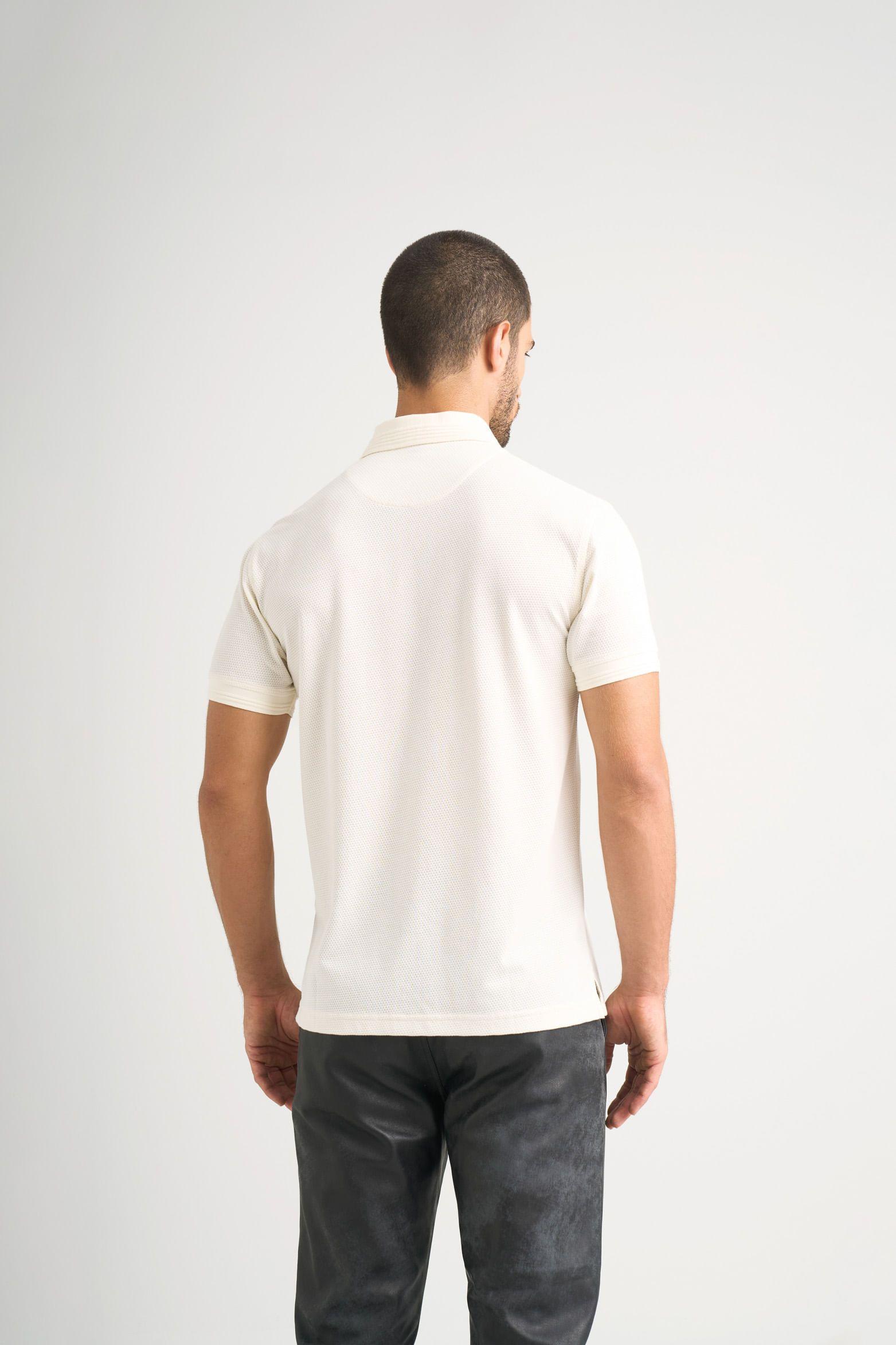 Polo Lucca manga corta para hombre texturizada crema-5