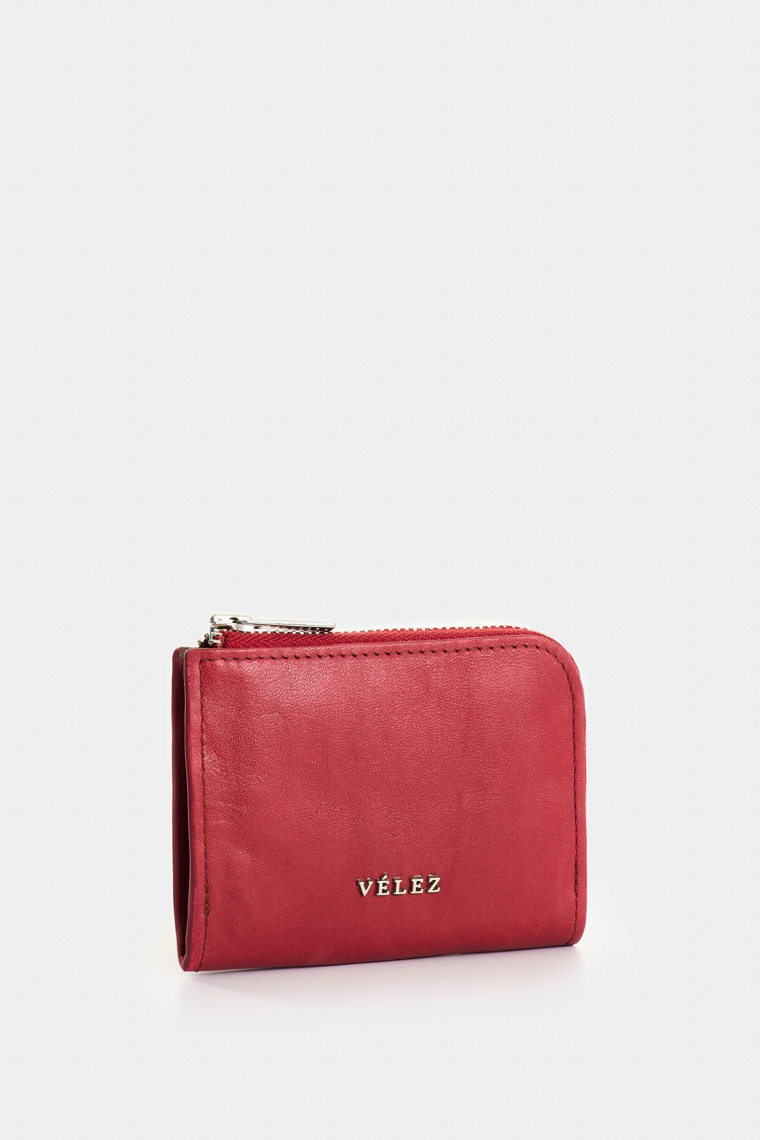 Vélez Porta Documentos Holy Cuero Mujer Cremallera Rojo-1
