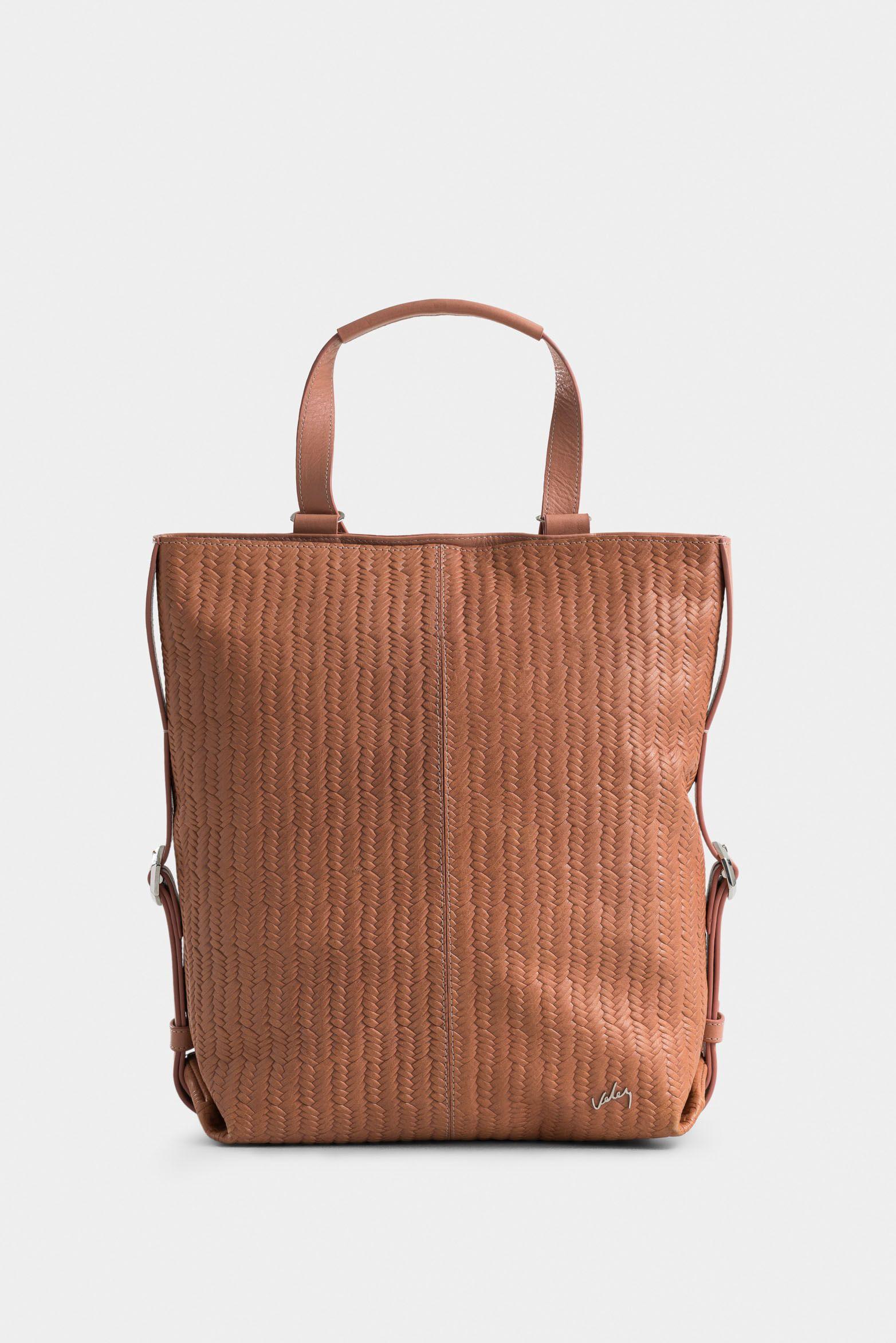 Mochila calafate de cuero para mujer grabado canasta Rosado-0