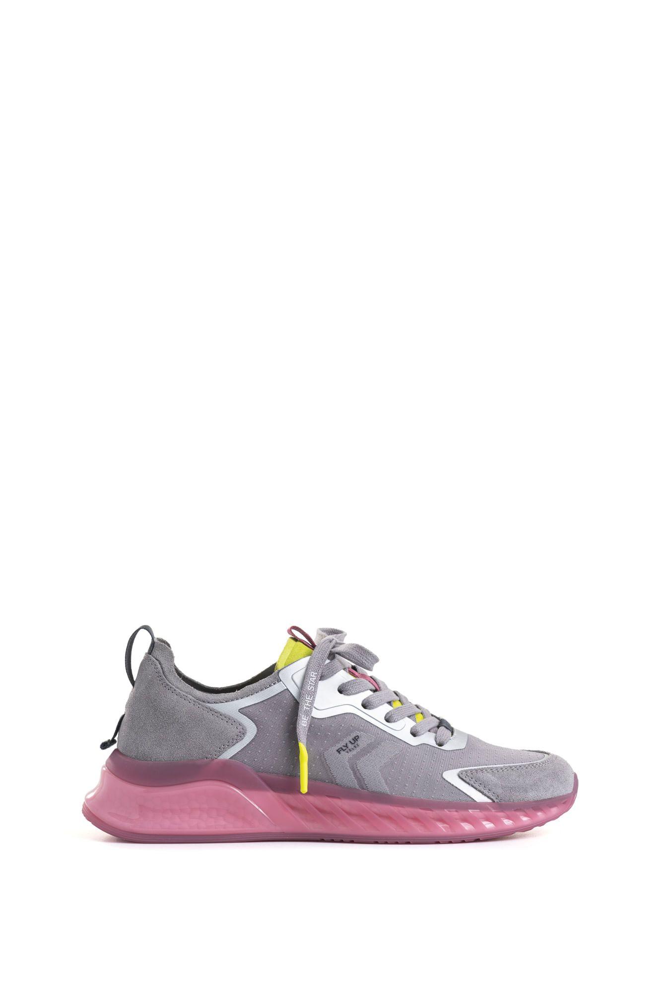 Vélez Zapatilla Tenis Fly Up Life Cuero Mujer s Contraste Gris-0