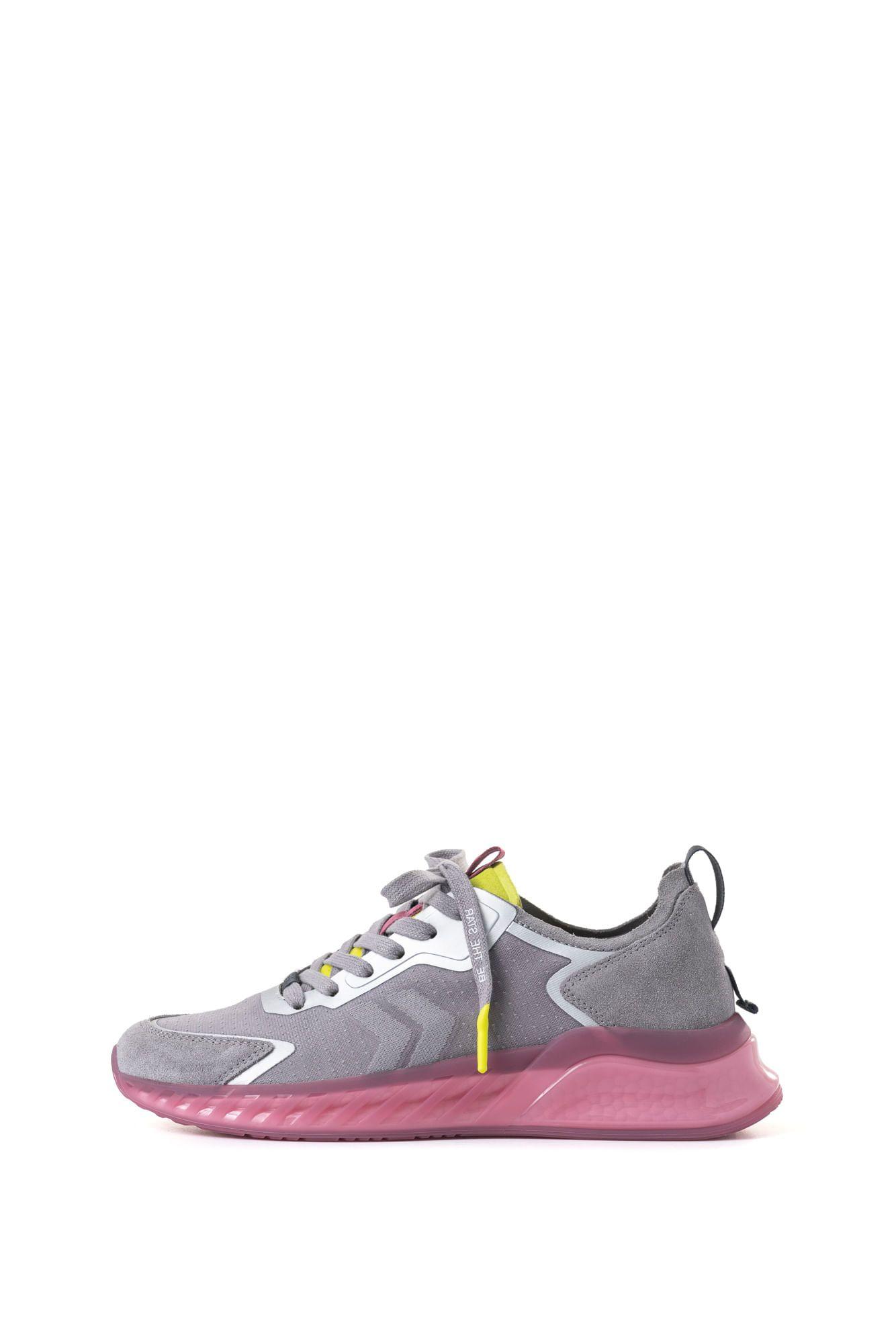 Vélez Zapatilla Tenis Fly Up Life Cuero Mujer s Contraste Gris-1
