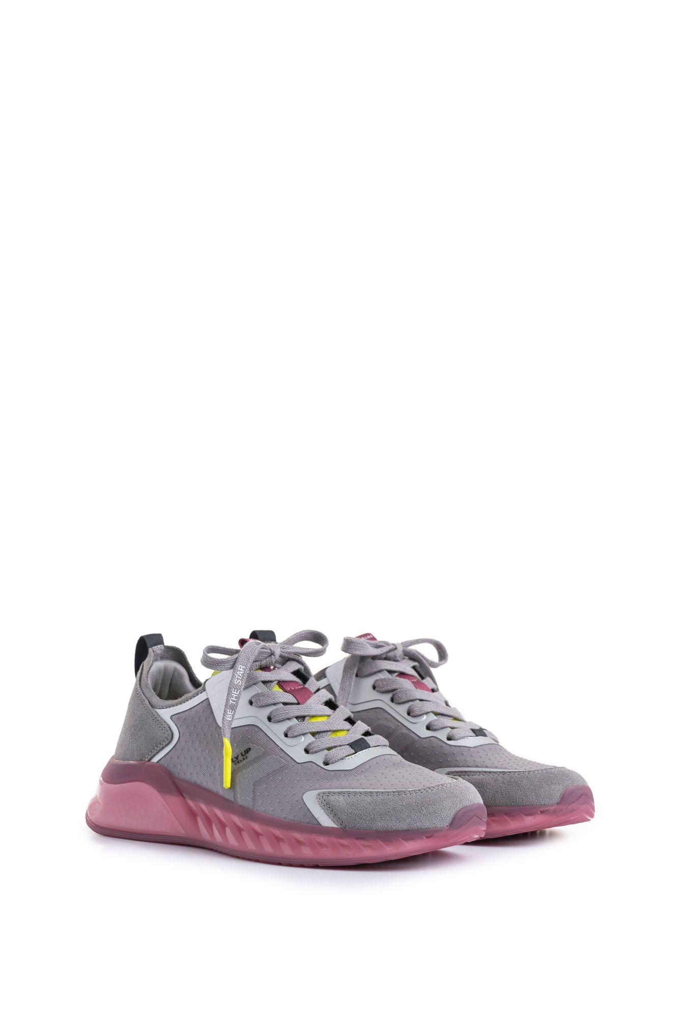 Vélez Zapatilla Tenis Fly Up Life Cuero Mujer s Contraste Gris-2