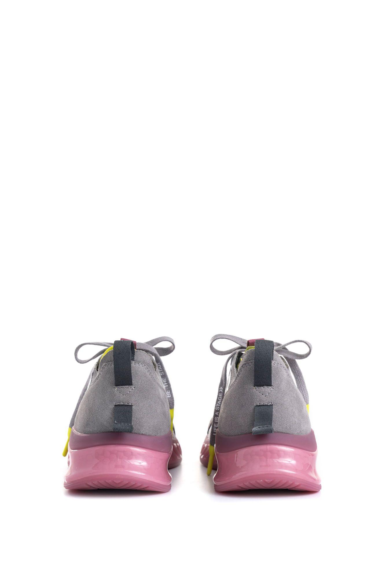 Vélez Zapatilla Tenis Fly Up Life Cuero Mujer s Contraste Gris-3