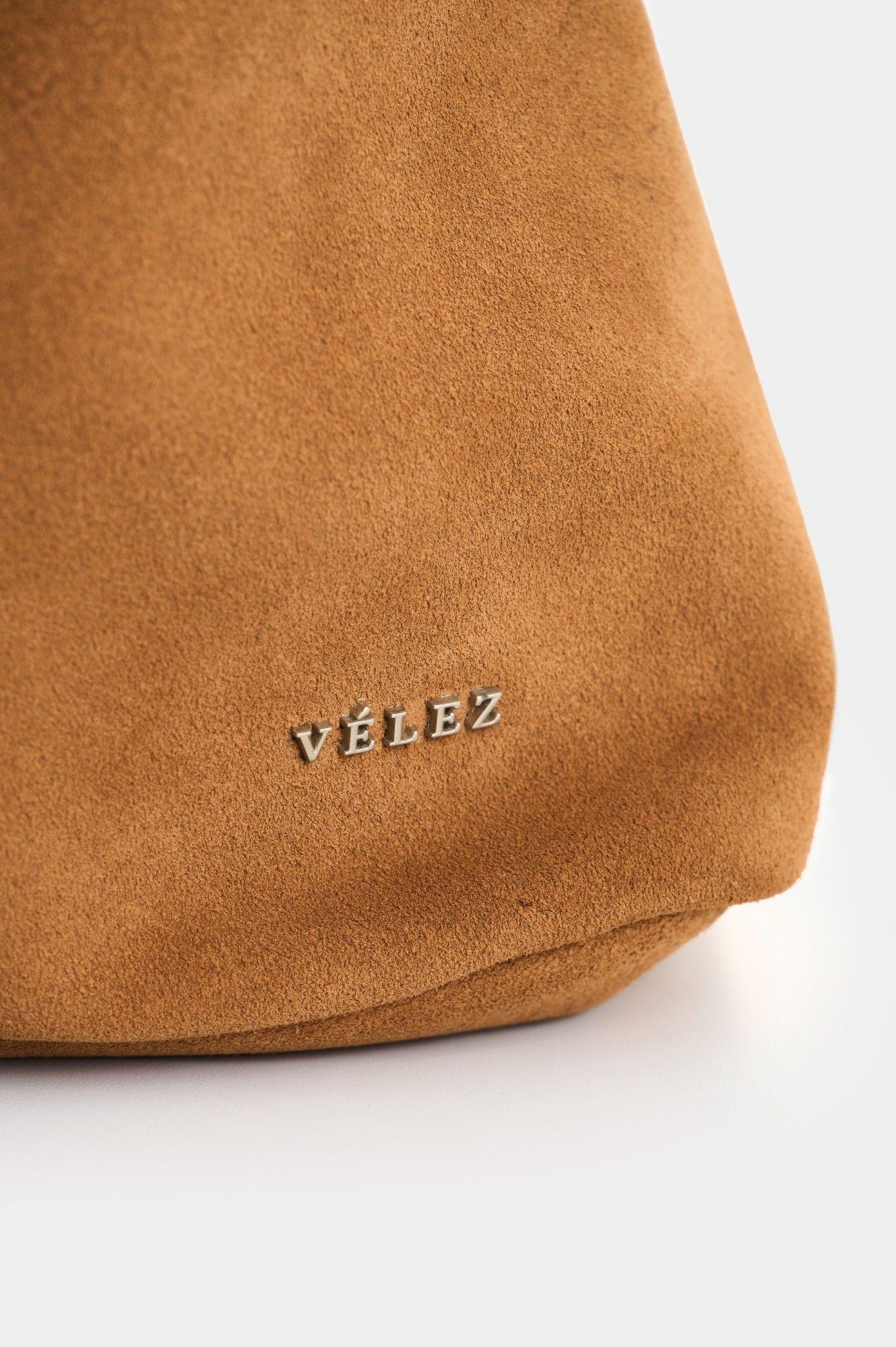 Vélez Cartera Bolso Cuero Gamuzado Mujer Waves Miel-3