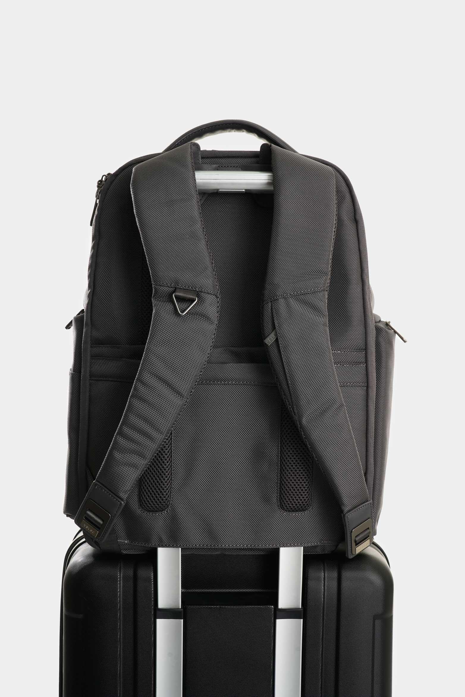 Vélez Mochila Security De Lona Hombre Detalles Cuero Gris-2