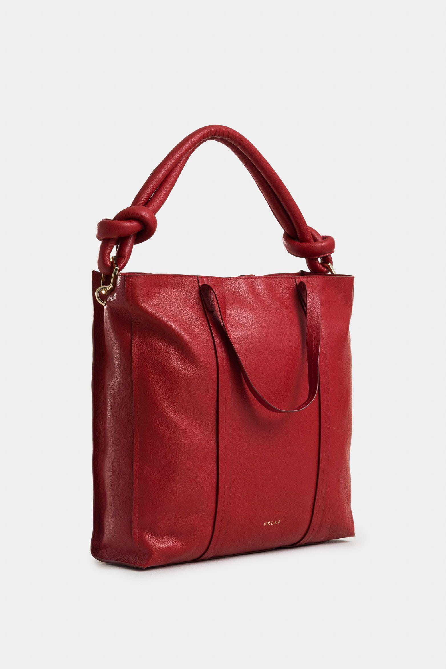 Shopping geranio de cuero para mujer cargadera trenzada rojo-1