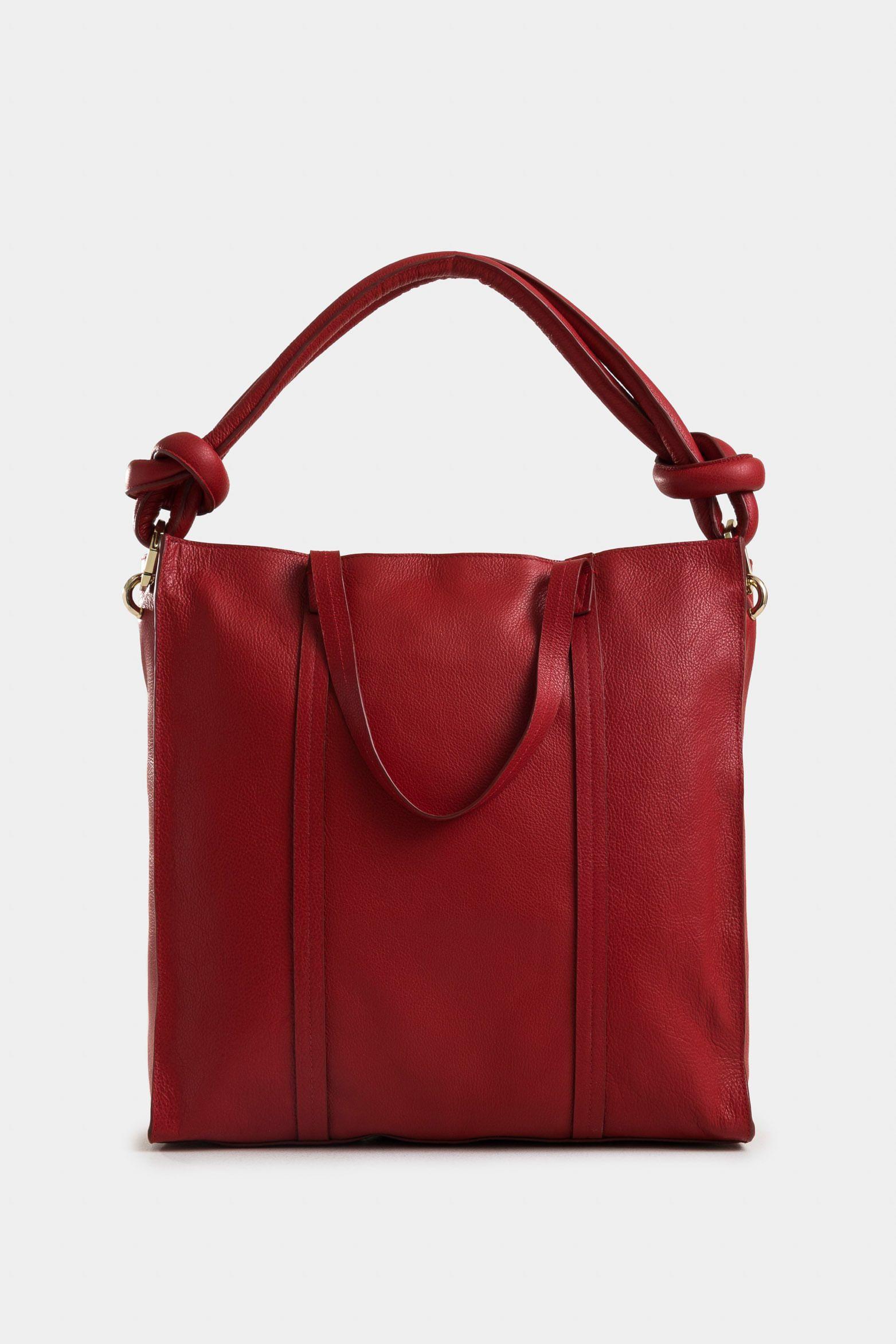 Shopping geranio de cuero para mujer cargadera trenzada rojo-2