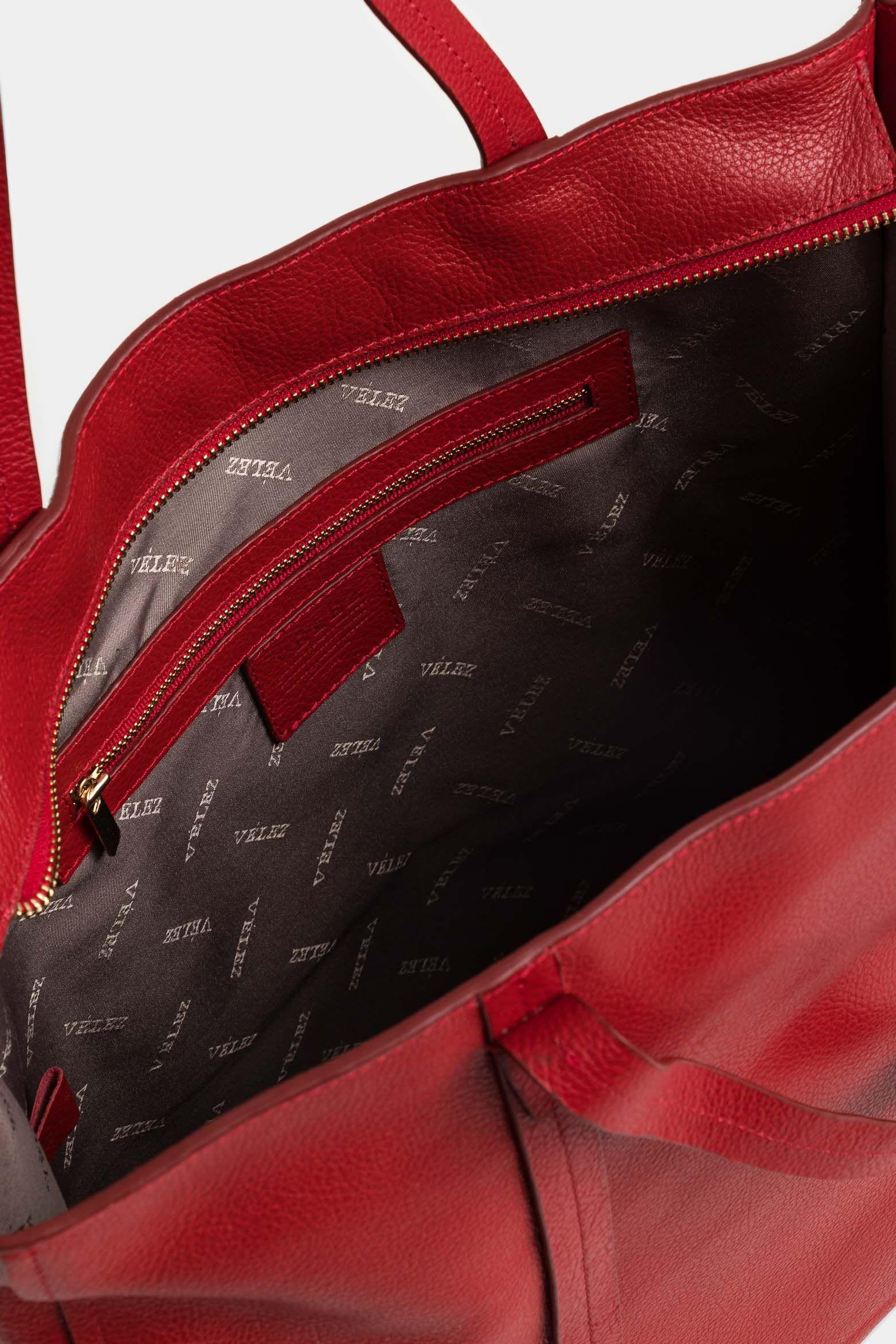 Shopping geranio de cuero para mujer cargadera trenzada rojo-4