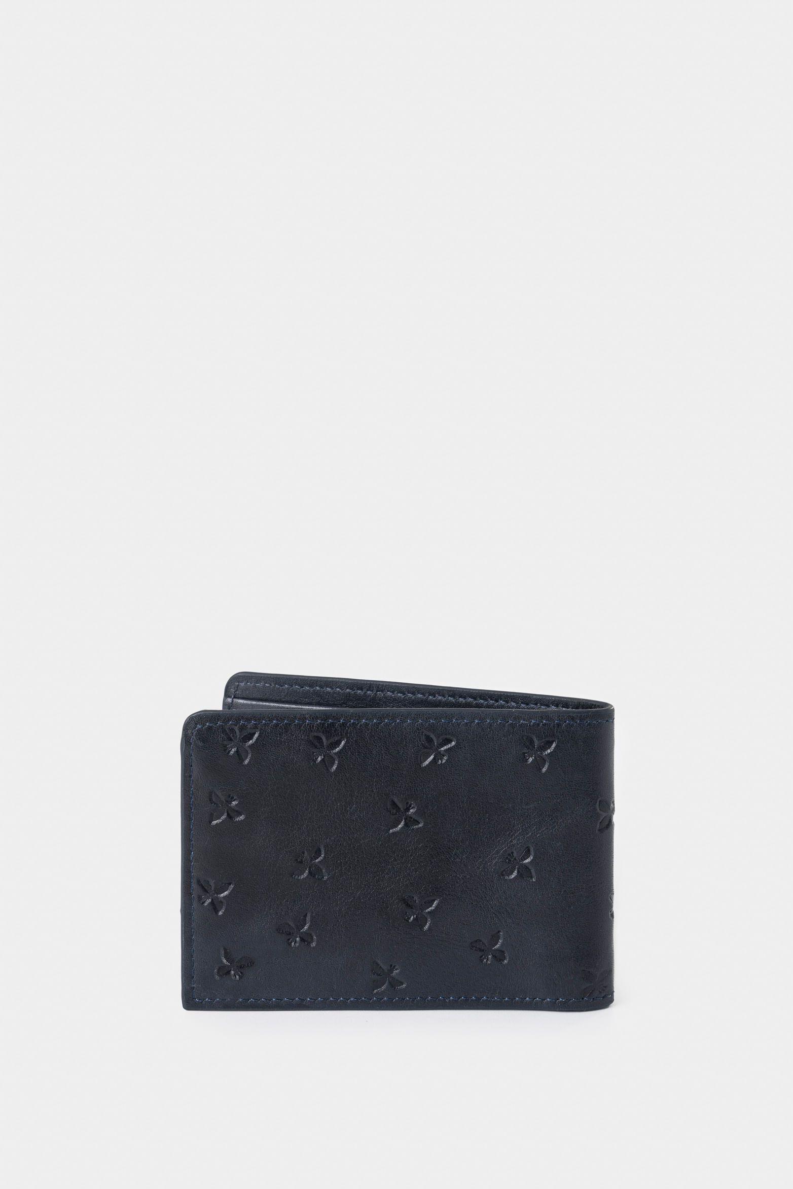 Billetera Hibiscus 2.0 de cuero para hombre diseño abejas azul oscuro-2