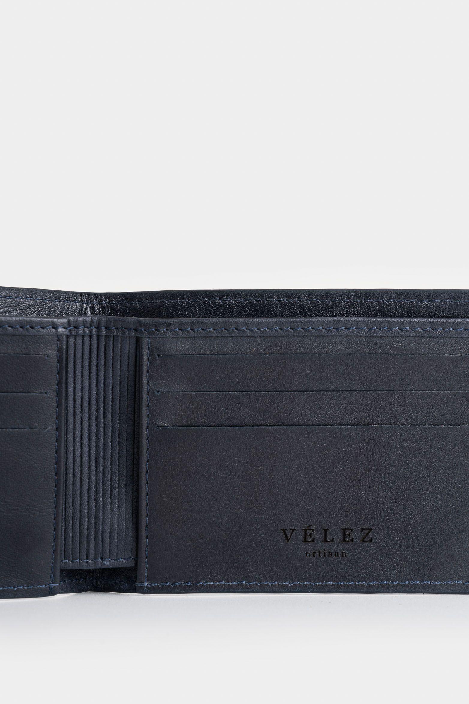 Billetera Hibiscus 2.0 de cuero para hombre diseño abejas azul oscuro-4