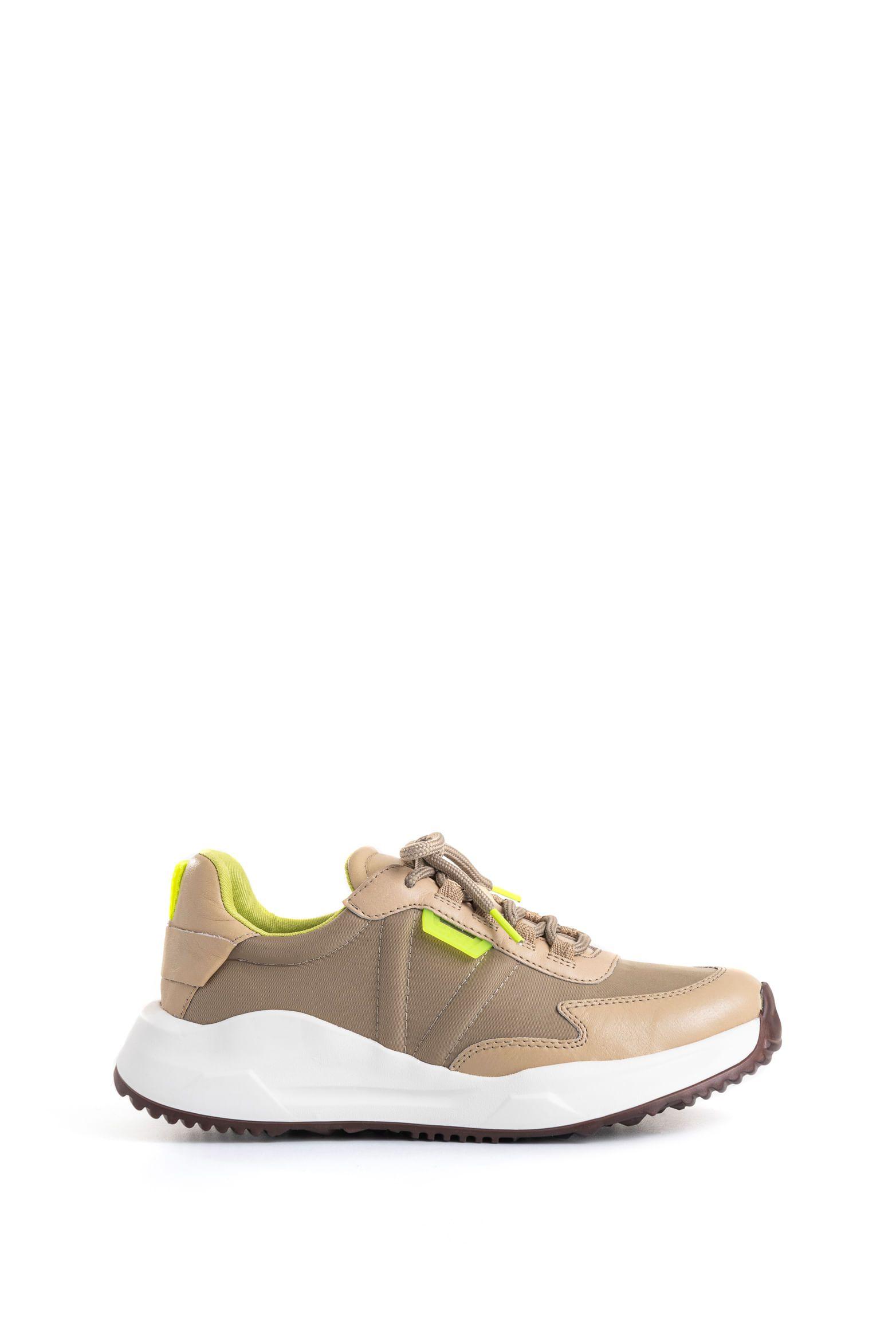 Vélez Zapatillas Viena Cuero Y Lona Mujer talle Neón Arena-0