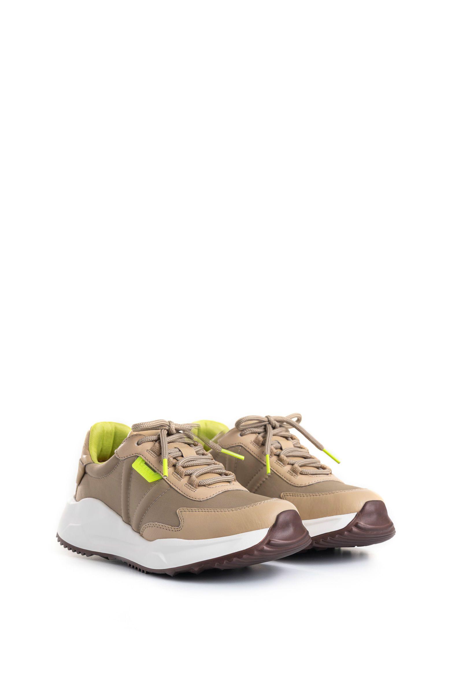 Vélez Zapatillas Viena Cuero Y Lona Mujer talle Neón Arena-2