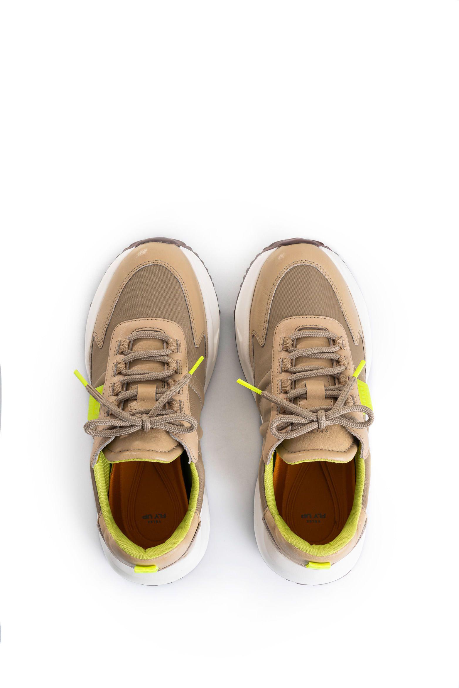 Vélez Zapatillas Viena Cuero Y Lona Mujer talle Neón Arena-4