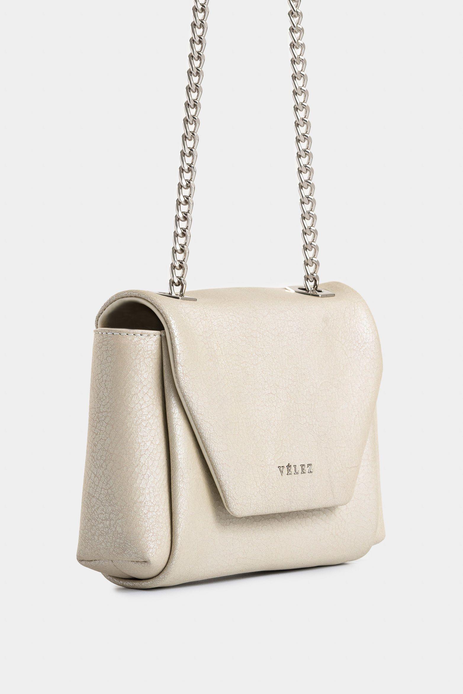 Vélez Manos Libres Lili De Cuero Para Mujer Perlado Blanco-1