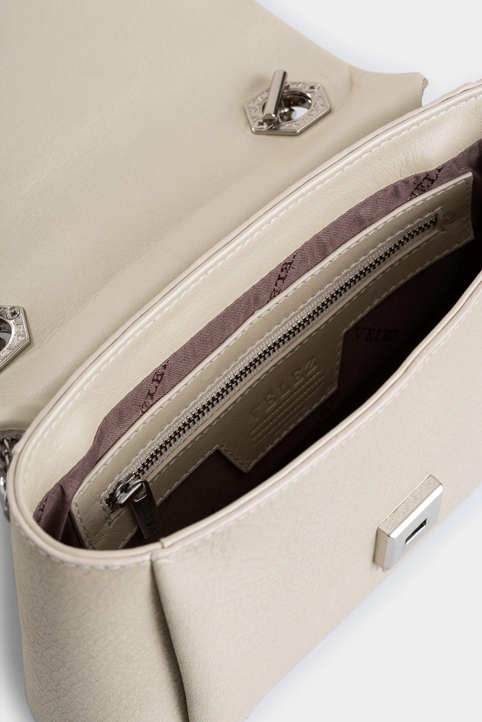 Vélez Manos Libres Lili De Cuero Para Mujer Perlado Blanco-3