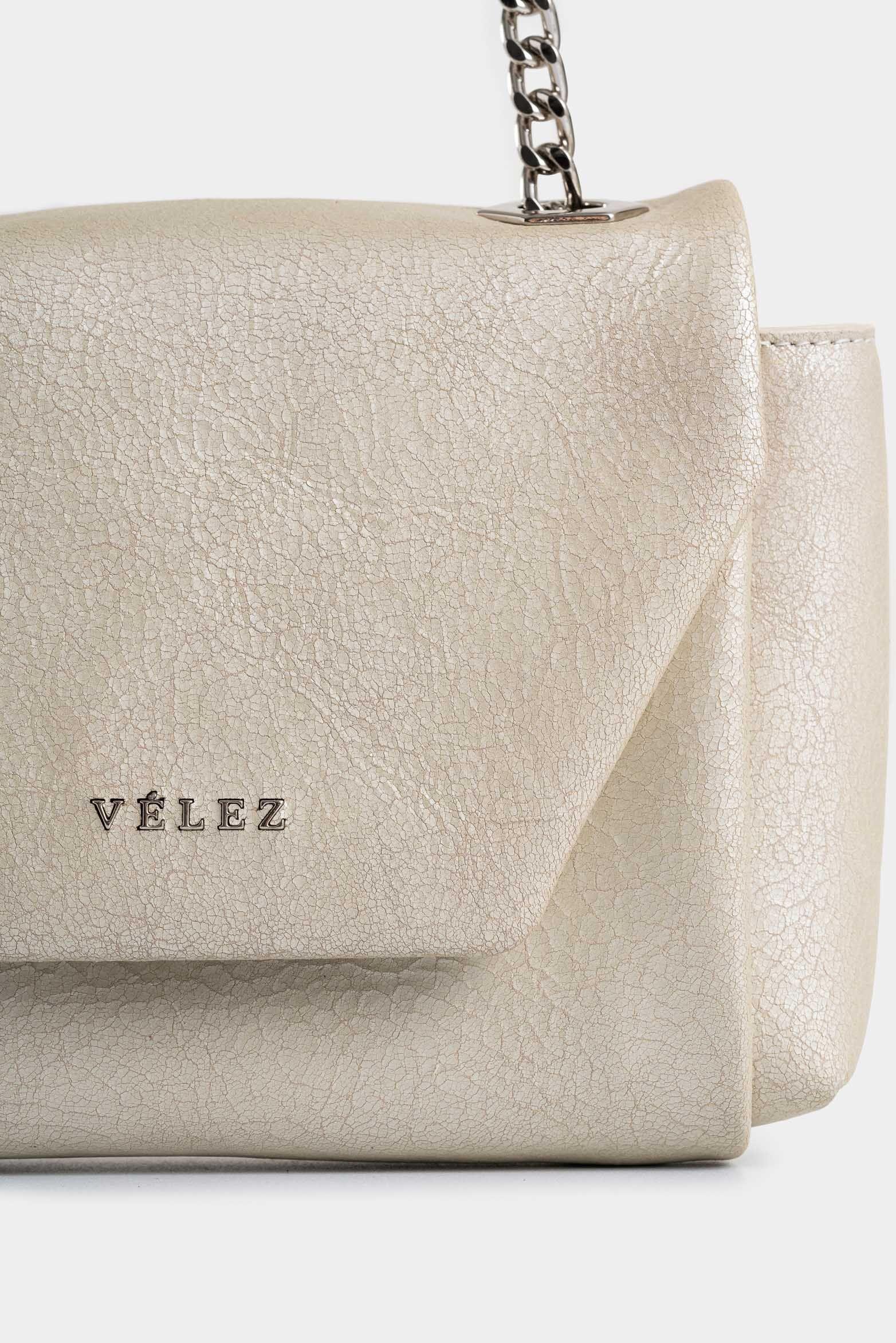 Vélez Manos Libres Lili De Cuero Para Mujer Perlado Blanco-4