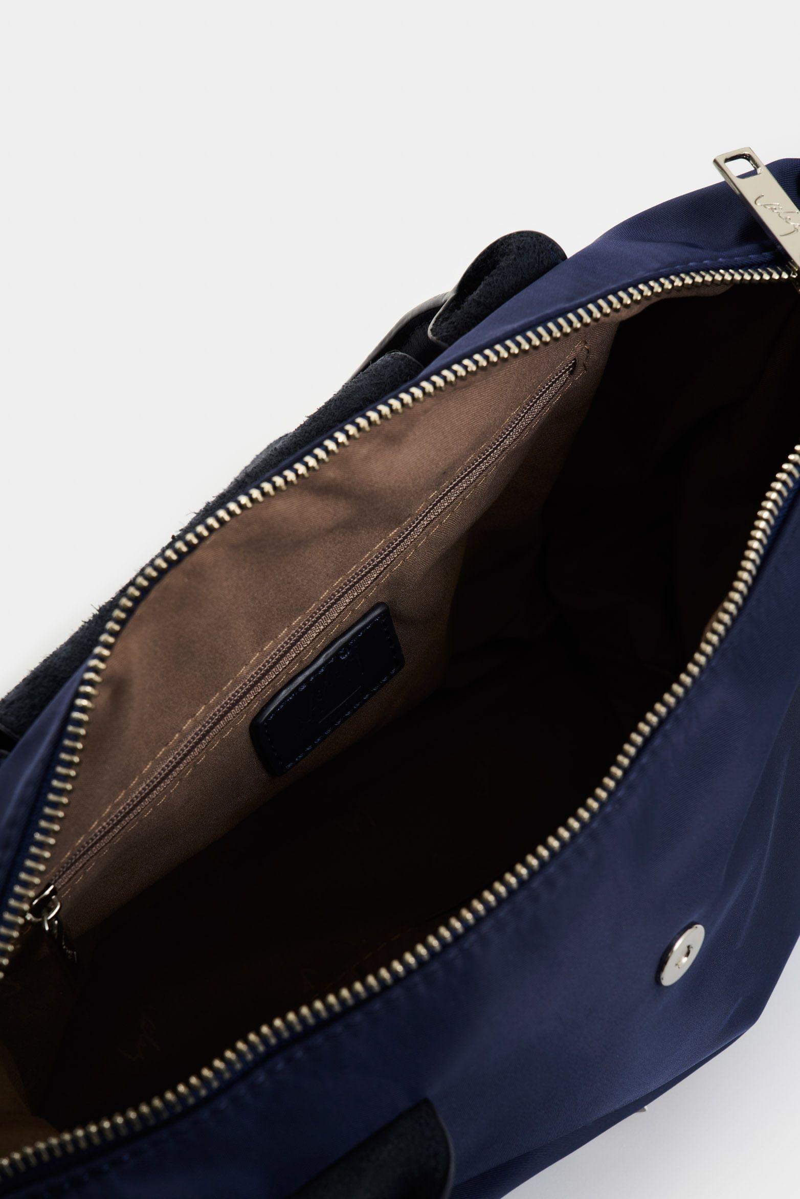 Shopping Ámbar en lona para mujer detalle cuero Azul-4