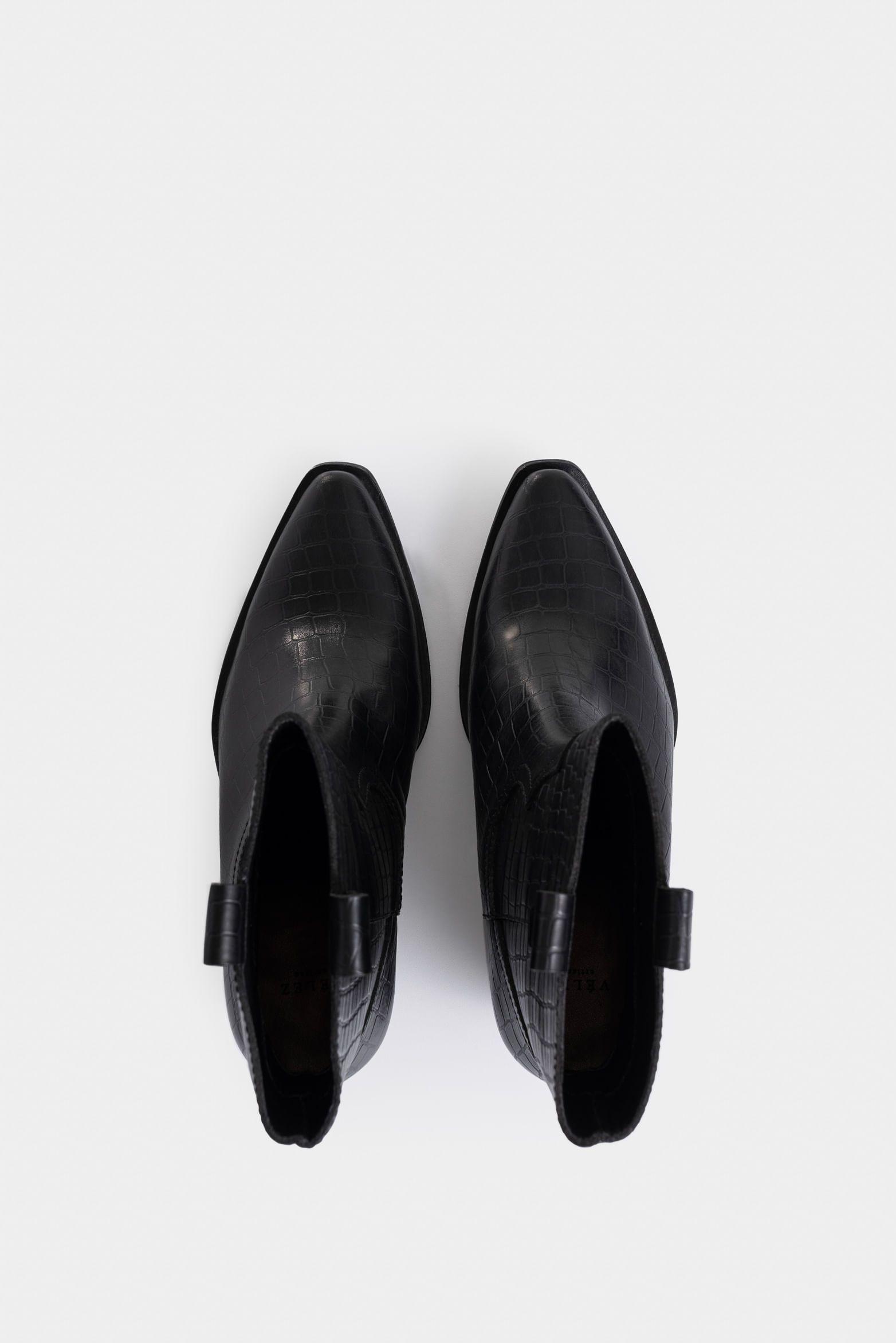 Botines texanos aine de cuero folia para mujer efecto rústico negro-3