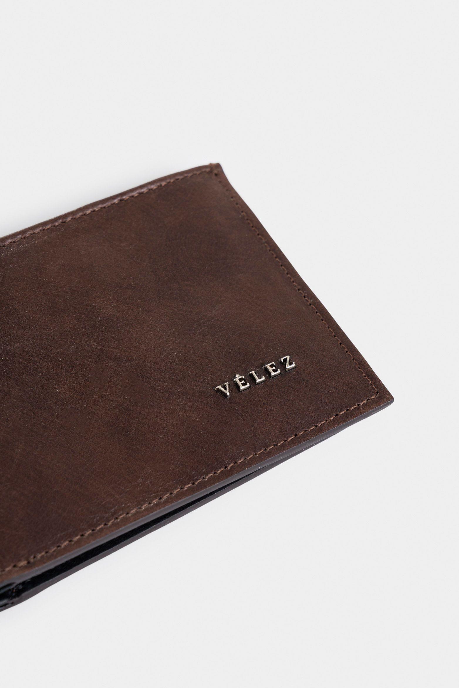 Billetera Ontario 3.0 de cuero para hombre detalle contraste café-3