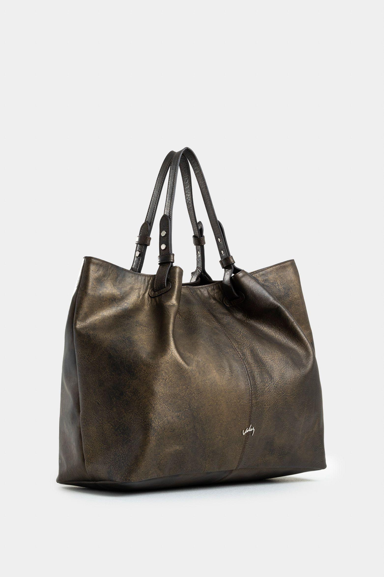 Shopping Tachete de cuero para mujer casual Cafe-1