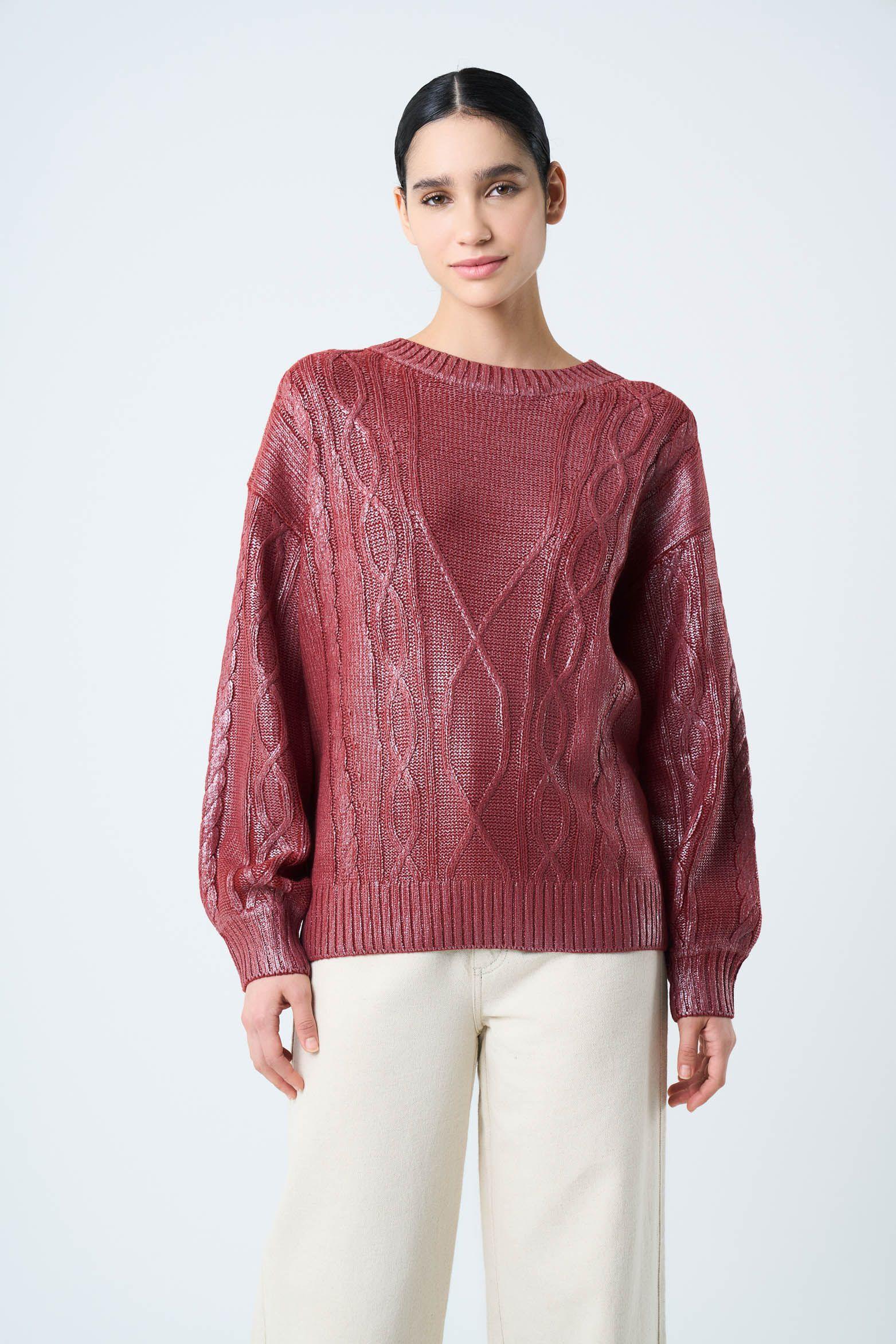 Vélez Sweater Tejido Layla Mujer Efecto Resinado Vinotinto-0