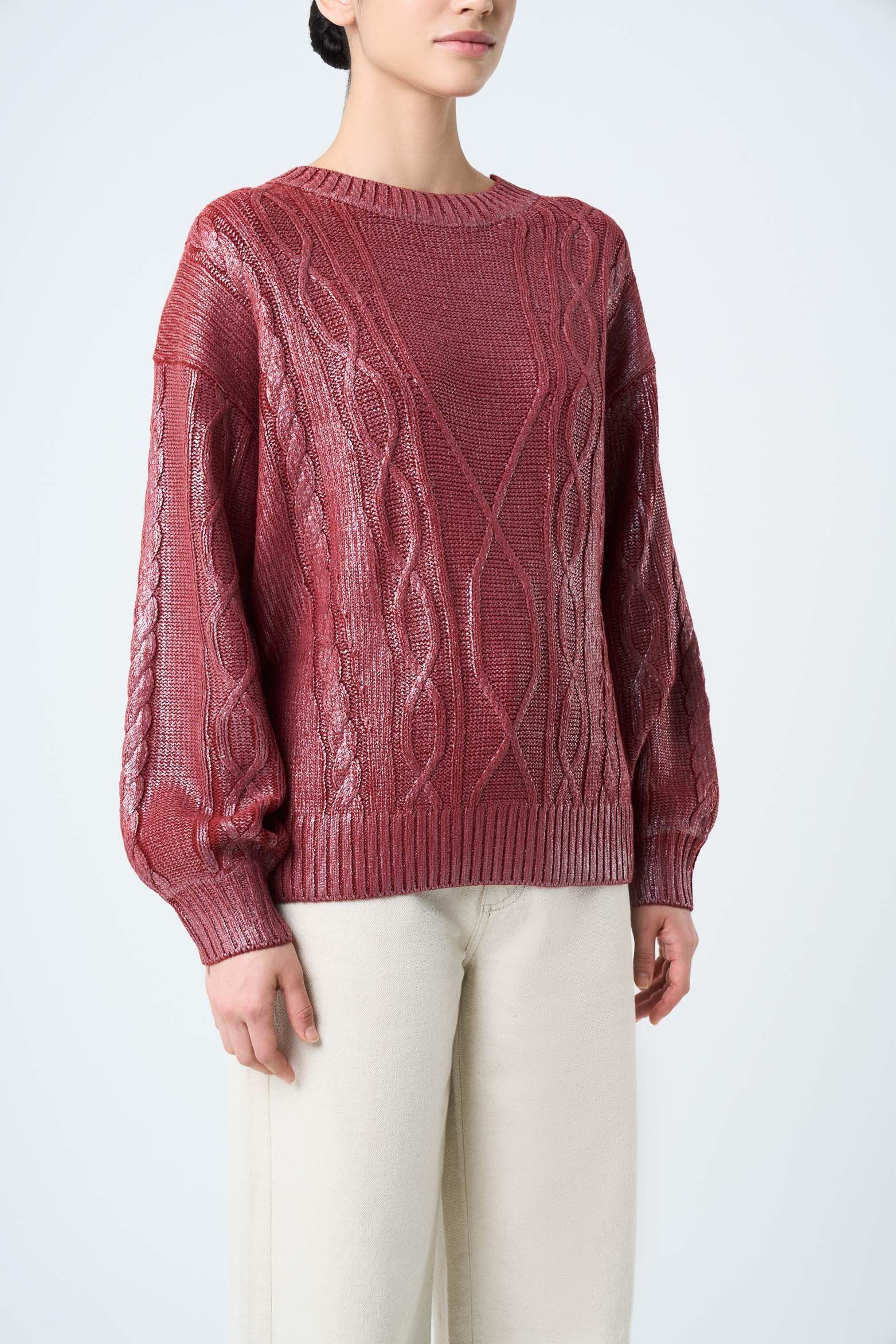 Vélez Sweater Tejido Layla Mujer Efecto Resinado Vinotinto-4