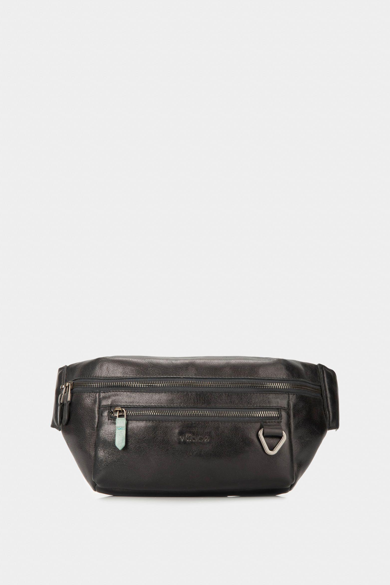 Riñonera tivoli de cuero para hombre reata en nylon  negro-0