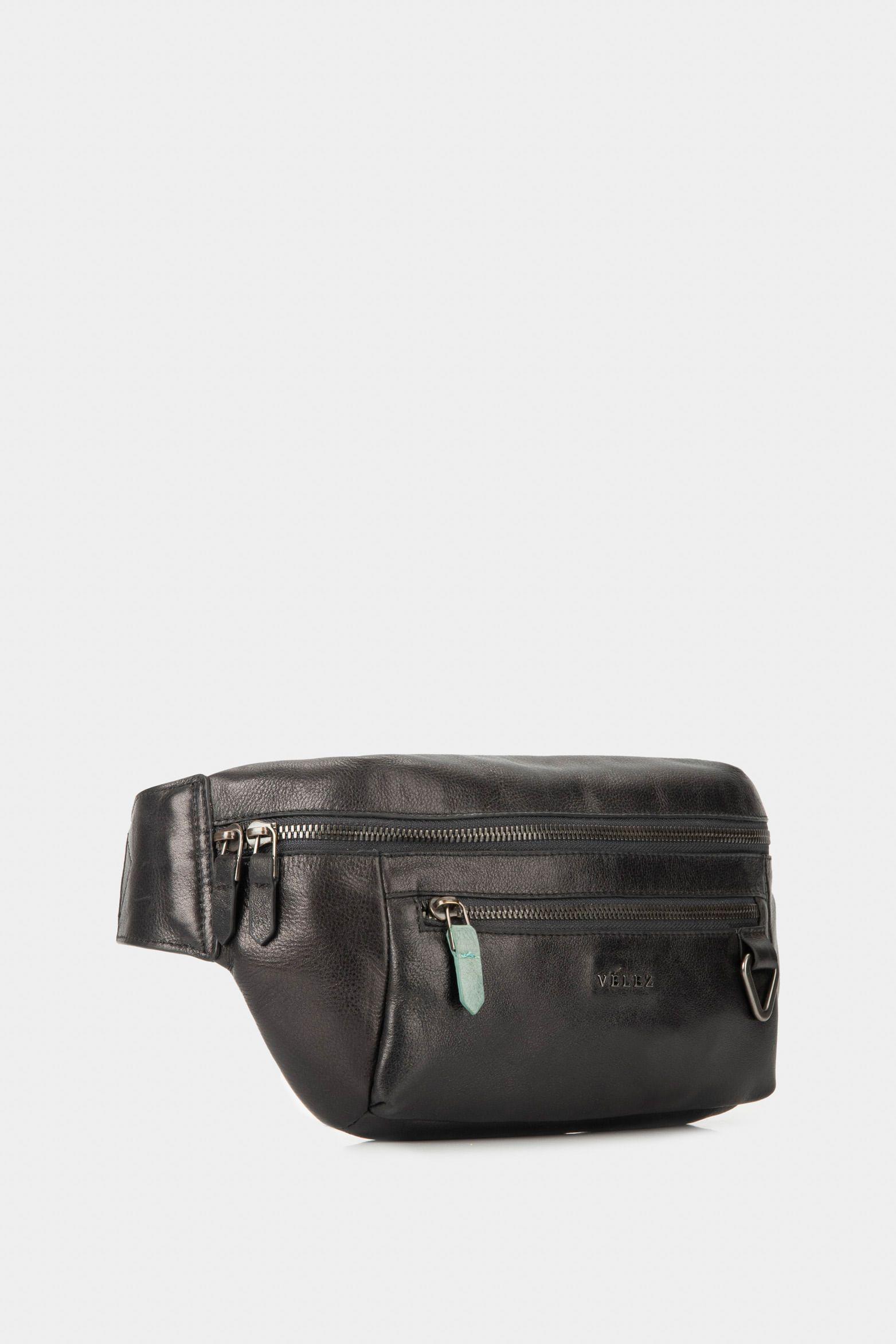 Riñonera tivoli de cuero para hombre reata en nylon  negro-1