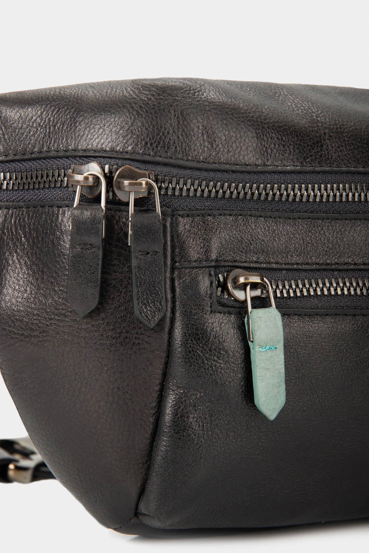 Riñonera tivoli de cuero para hombre reata en nylon  negro-3