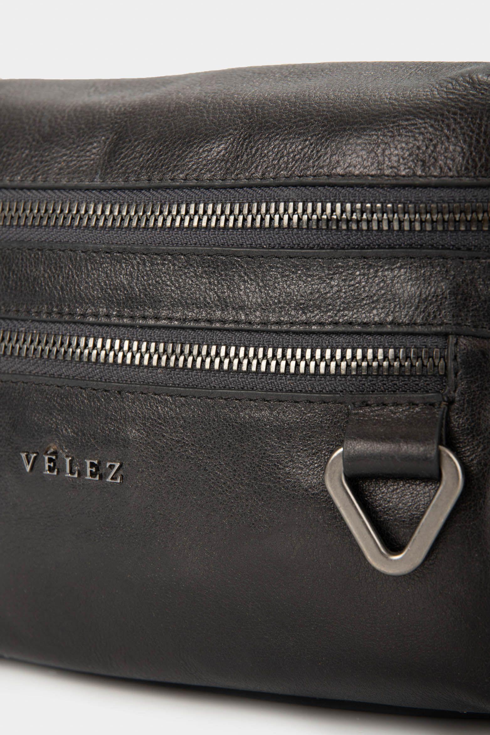 Riñonera tivoli de cuero para hombre reata en nylon  negro-4