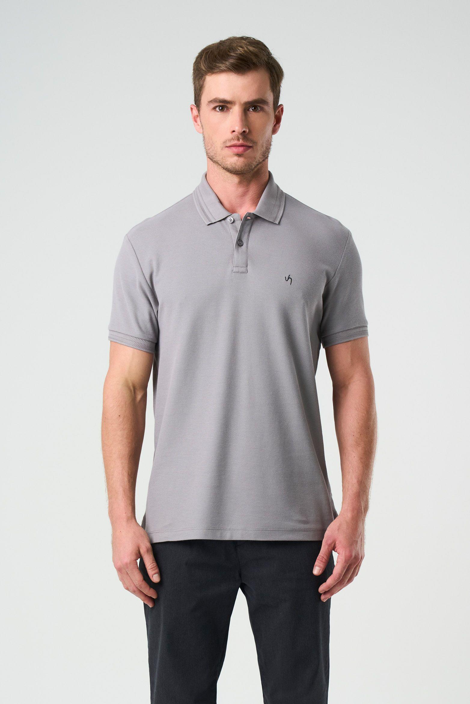 Polo Summer para hombre semi ajustada gris-0