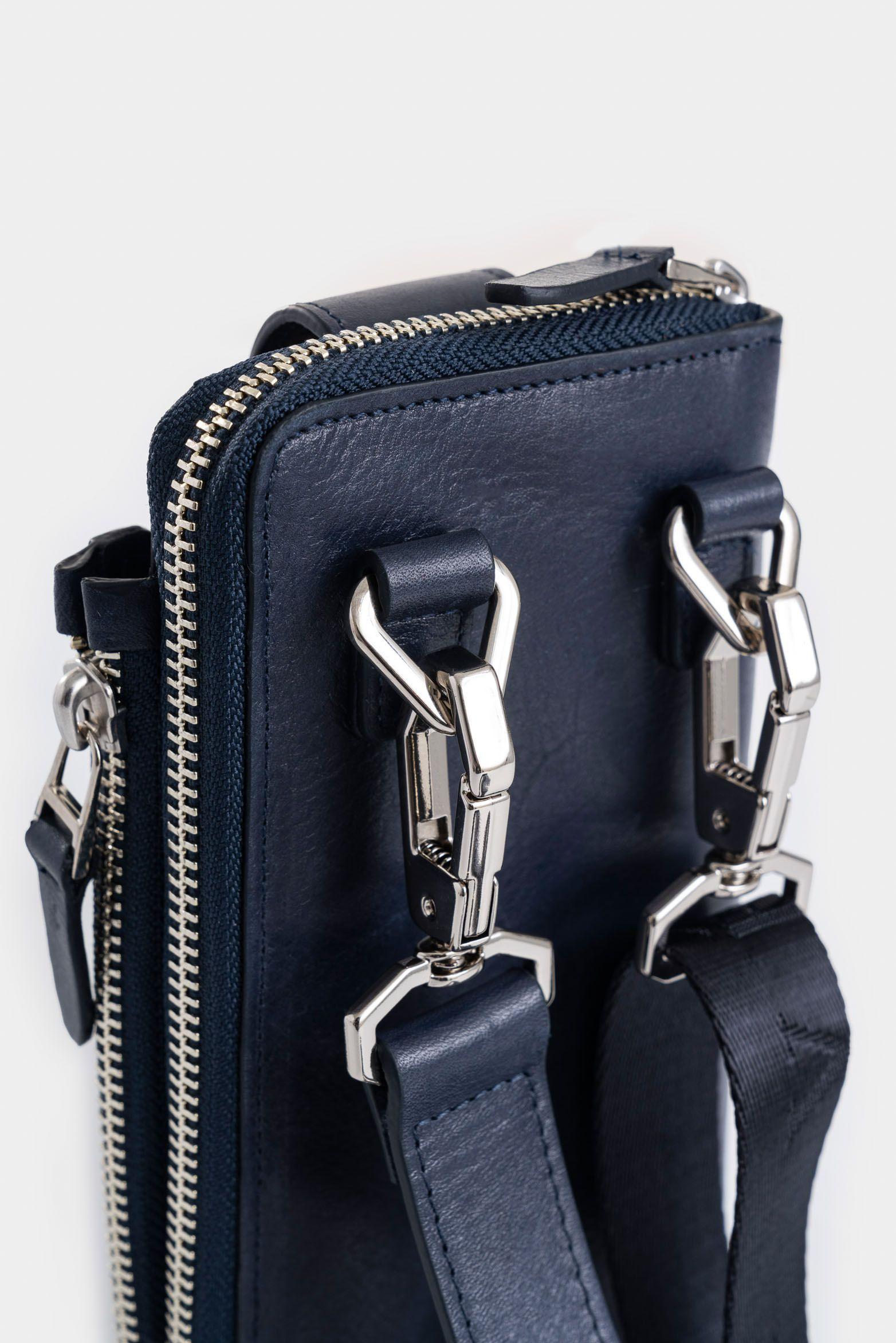 Billetera halo de cuero para hombre porta celular azul oscuro-3