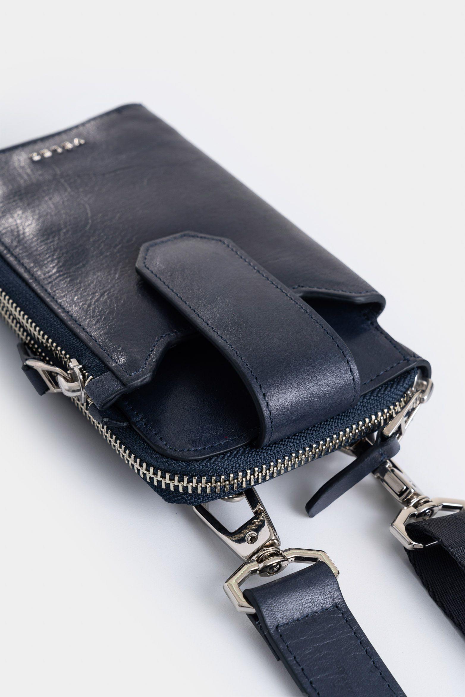 Billetera halo de cuero para hombre porta celular azul oscuro-4