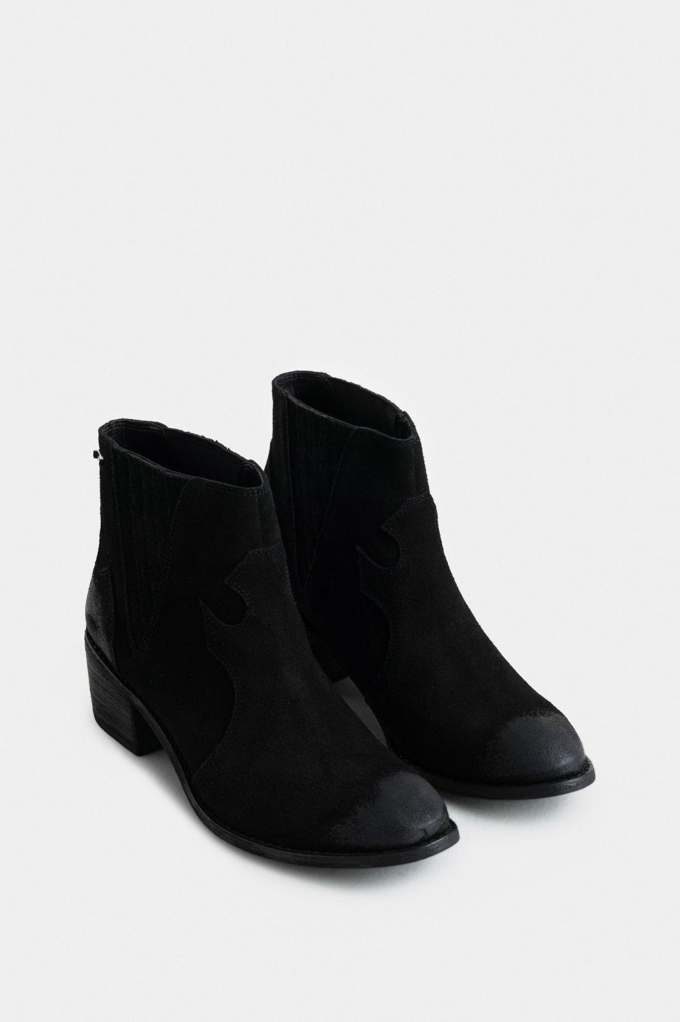 Vélez Botines Piccola En Carnaza Mujer Punta Encerada Negro-1