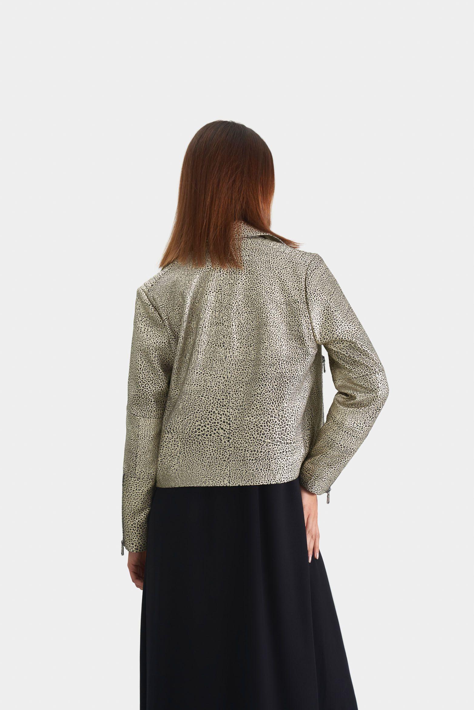 Chaqueta biker Tokio en cuero para mujer efecto metalizado Dorado-4