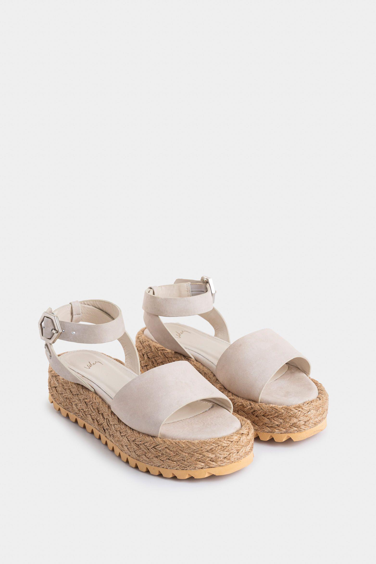 Vélez Sandalia Forma Salem De Cuero Para Mujer Fibra  Blanco-1