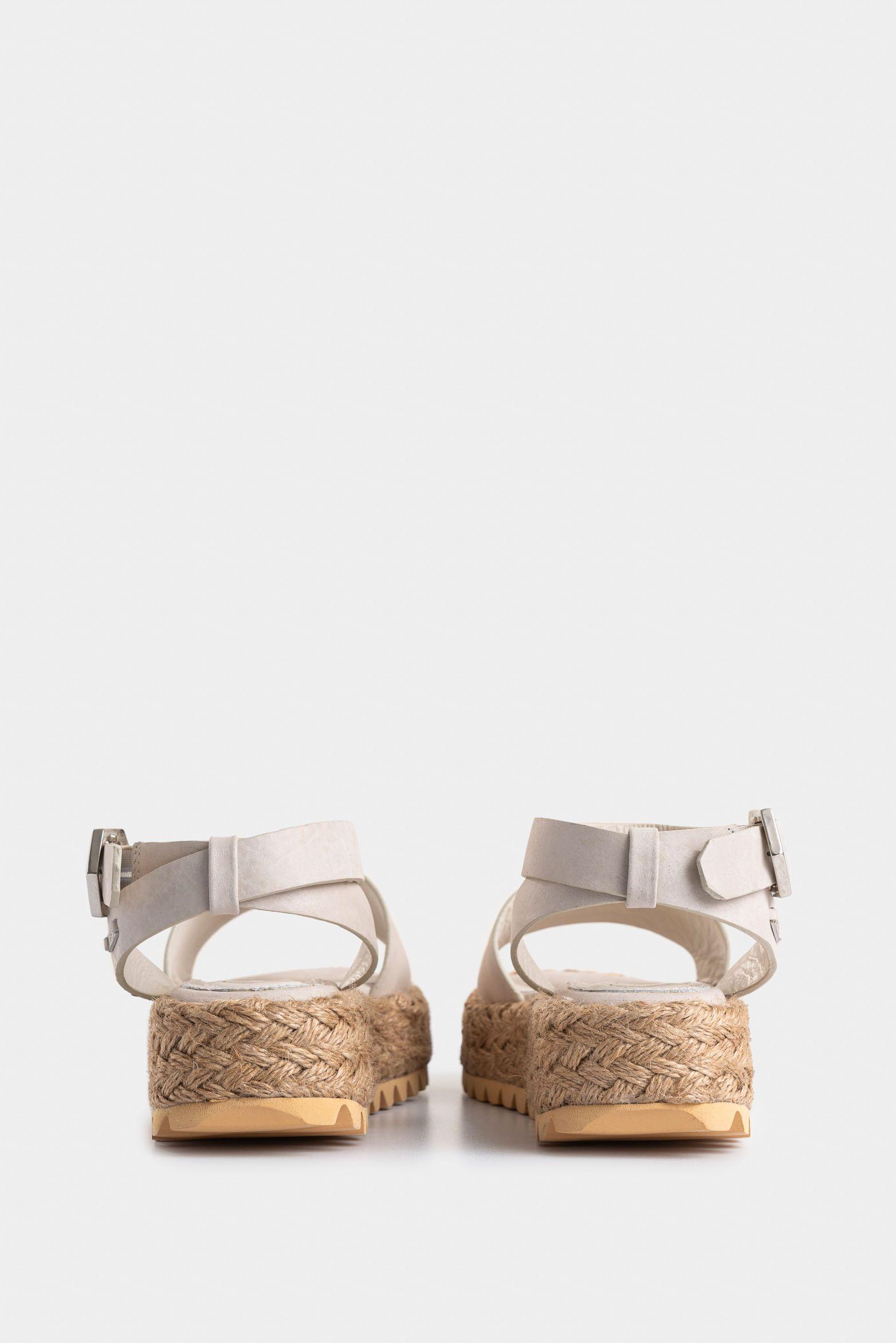 Vélez Sandalia Forma Salem De Cuero Para Mujer Fibra  Blanco-2