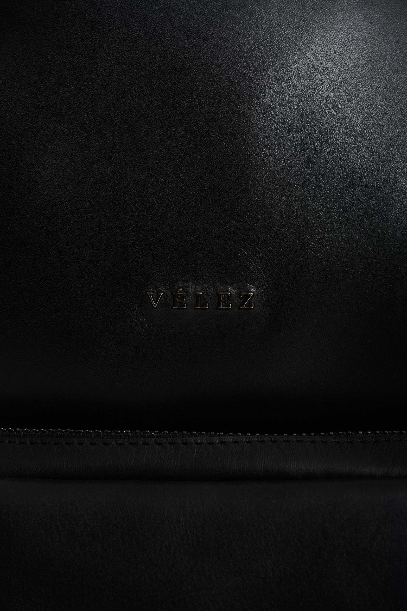 Vélez Mochila Bolet Cuero Liso  Hombre Efecto Vintage Negro-3