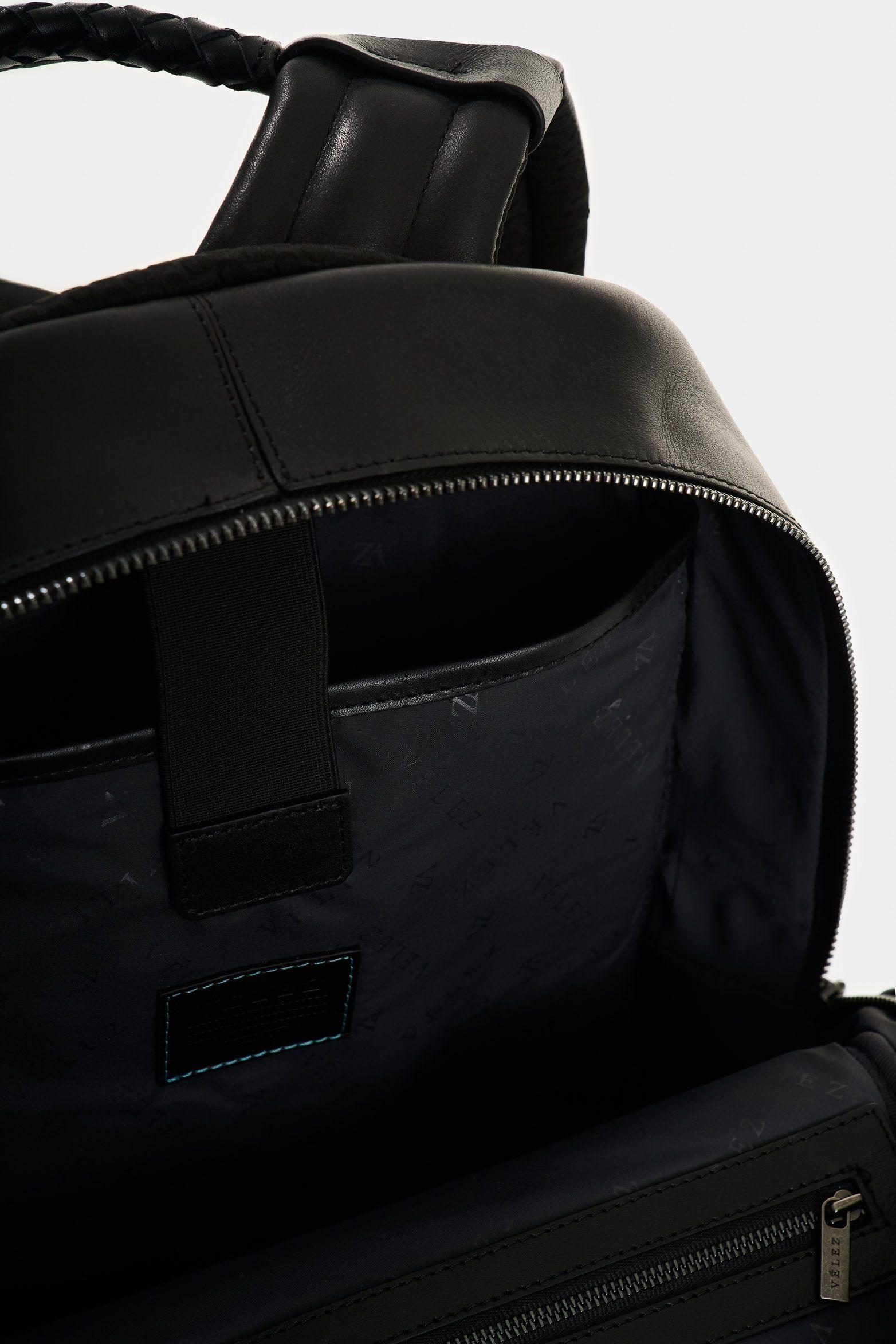 Vélez Mochila Bolet Cuero Liso  Hombre Efecto Vintage Negro-4