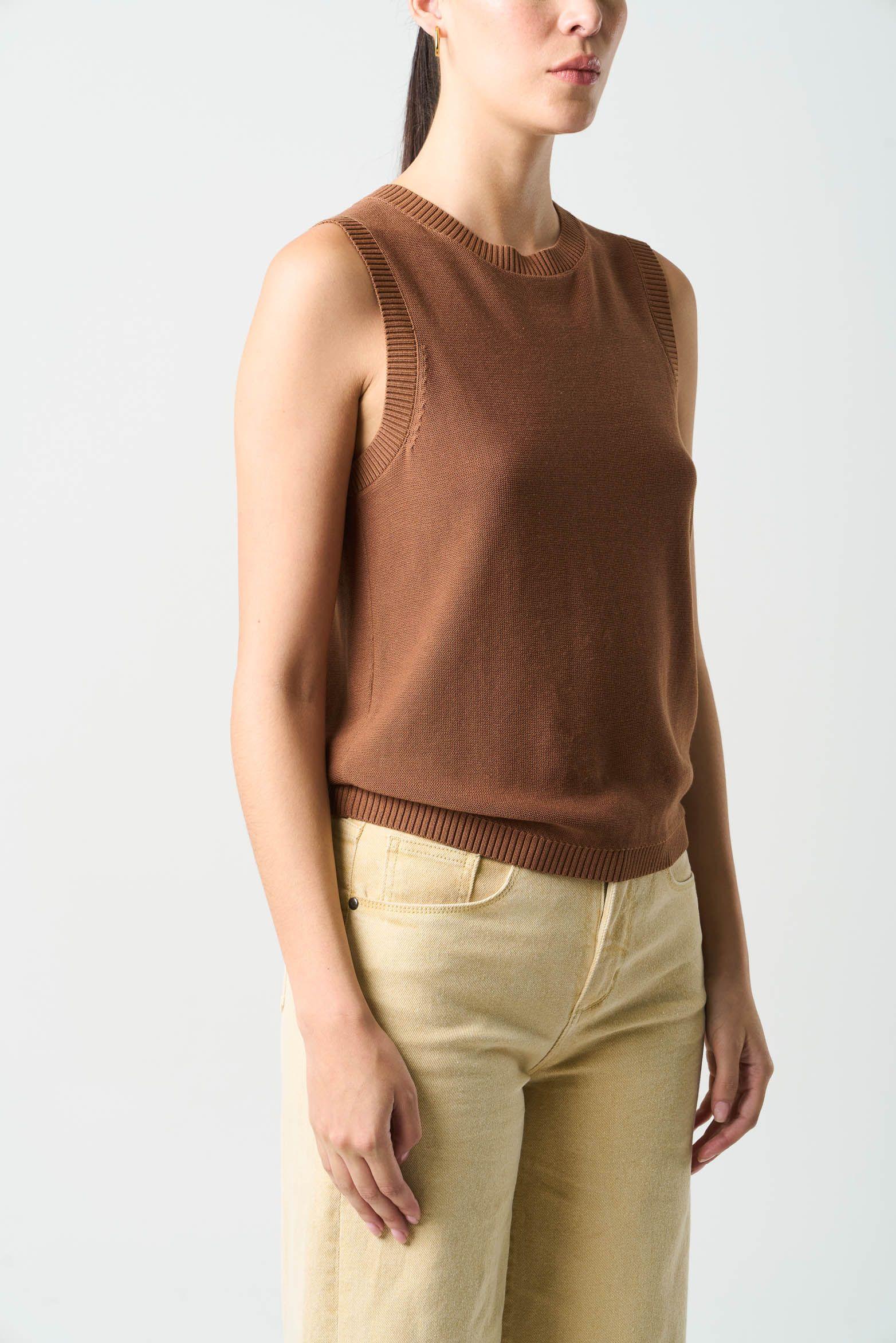 Vélez Polera Top Tejido Astromelia Para Mujer Liviano Miel-4