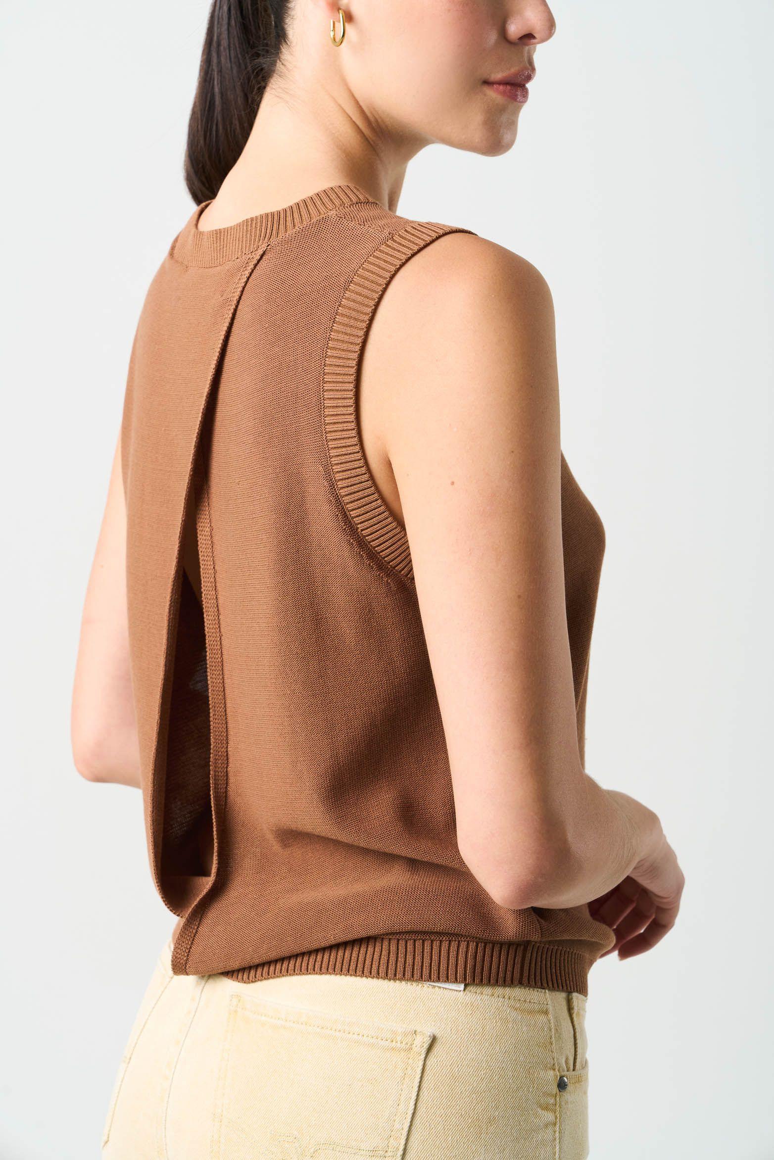 Vélez Polera Top Tejido Astromelia Para Mujer Liviano Miel-6